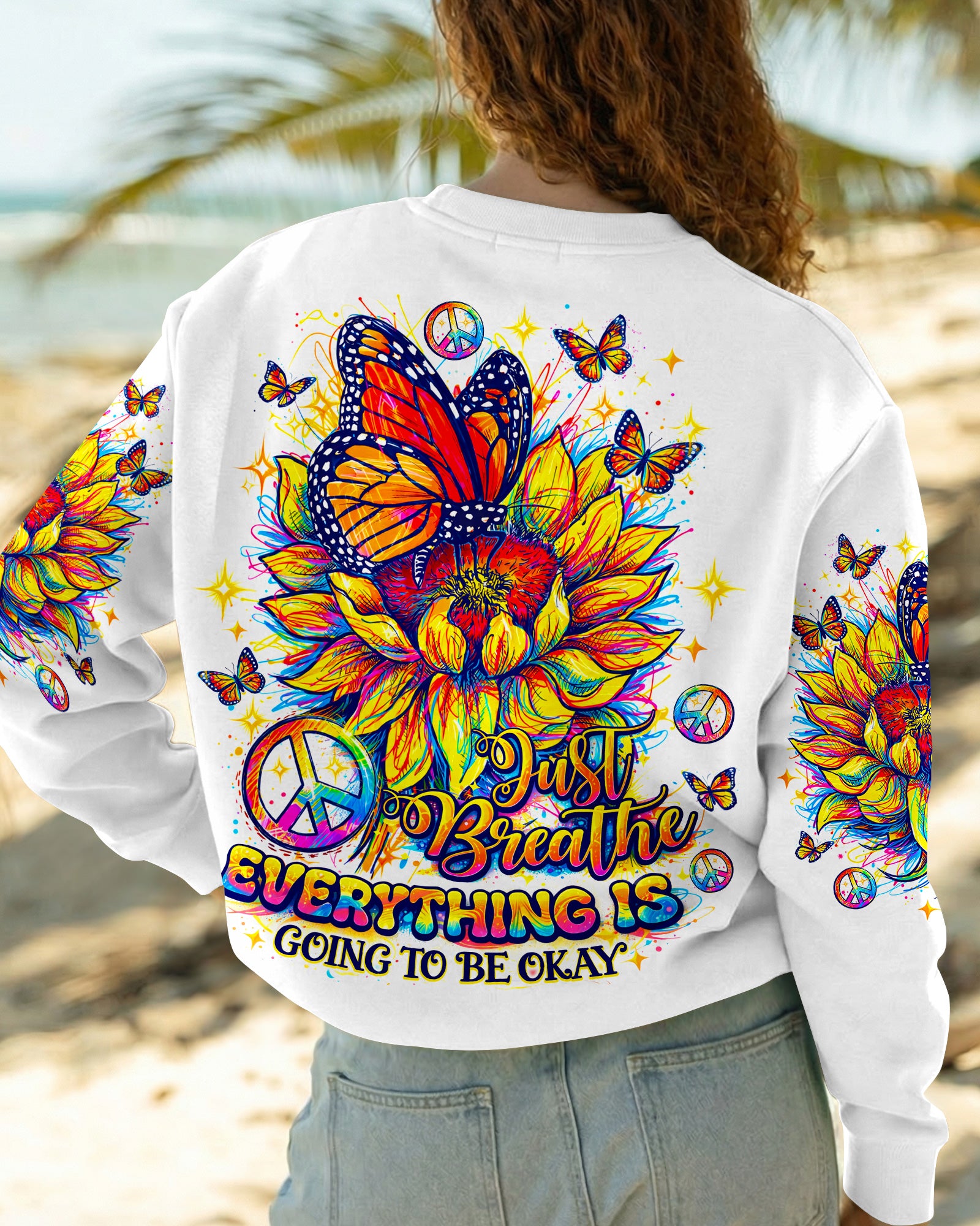 JUST BREATHE BUTTERFLY SUNFLOWER ALL OVER PRINT - TLNO270261