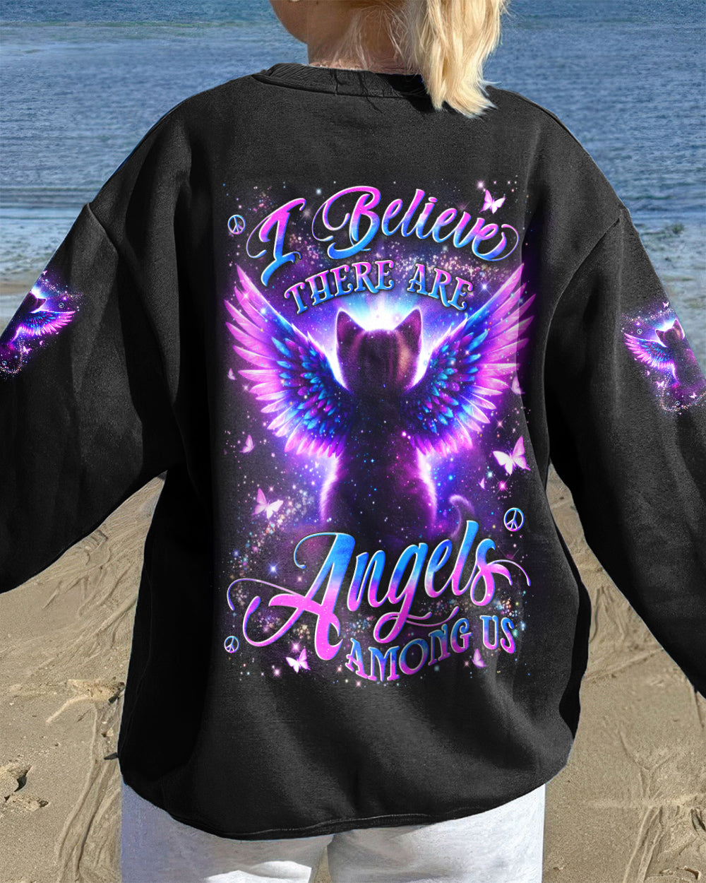 I BELIEVE THERE ARE ANGELS AMONG US CAT ALL OVER PRINT - YHLN0202261