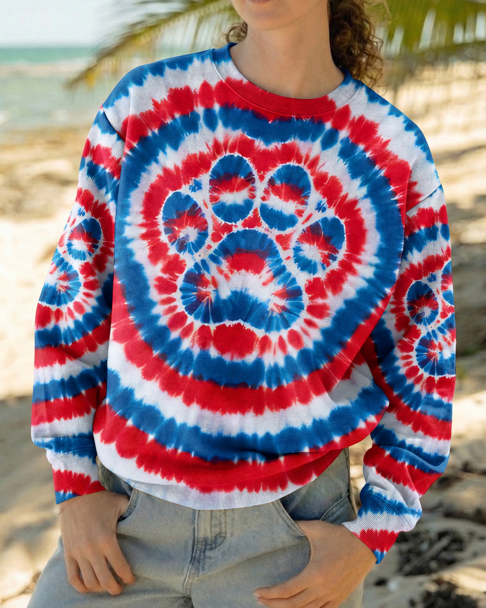 RED WHITE AND BLUE PAW ALL OVER PRINT - TYQY0104261
