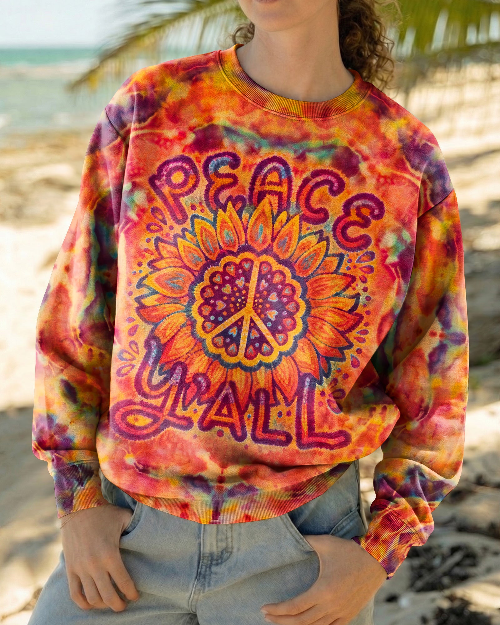 PEACE Y'ALL SUNFLOWER ALL OVER PRINT - RI0707261