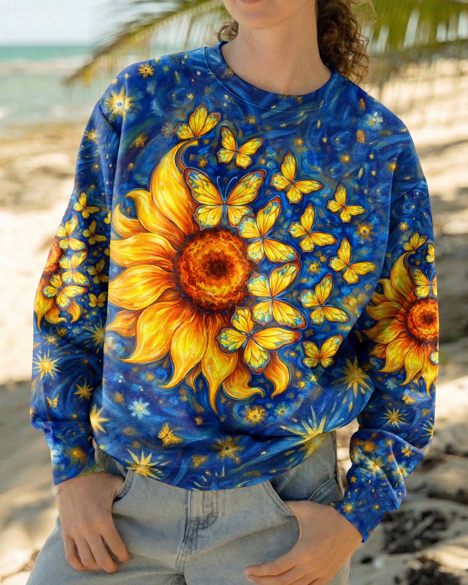 BUTTERFLY SUNFLOWER ALL OVER PRINT - TLHN0907262