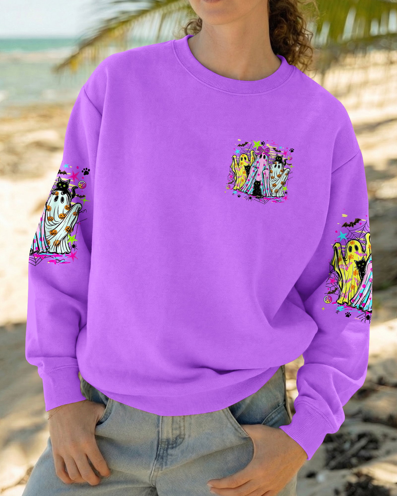 LET'S GO GHOULS BOO BLACK CAT HALLOWEEN ALL OVER PRINT - TLHN1707261