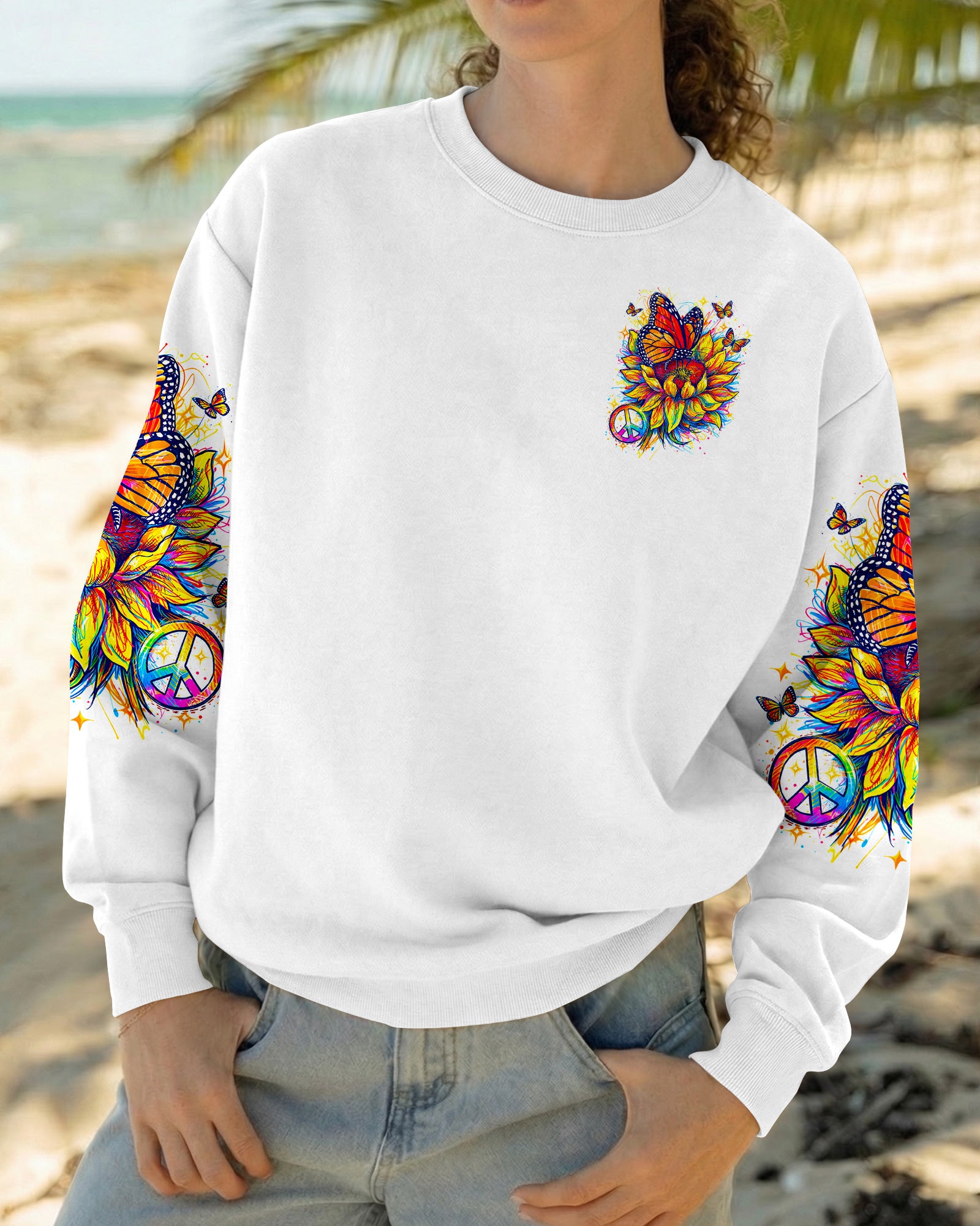 JUST BREATHE BUTTERFLY SUNFLOWER ALL OVER PRINT - TLNO270261