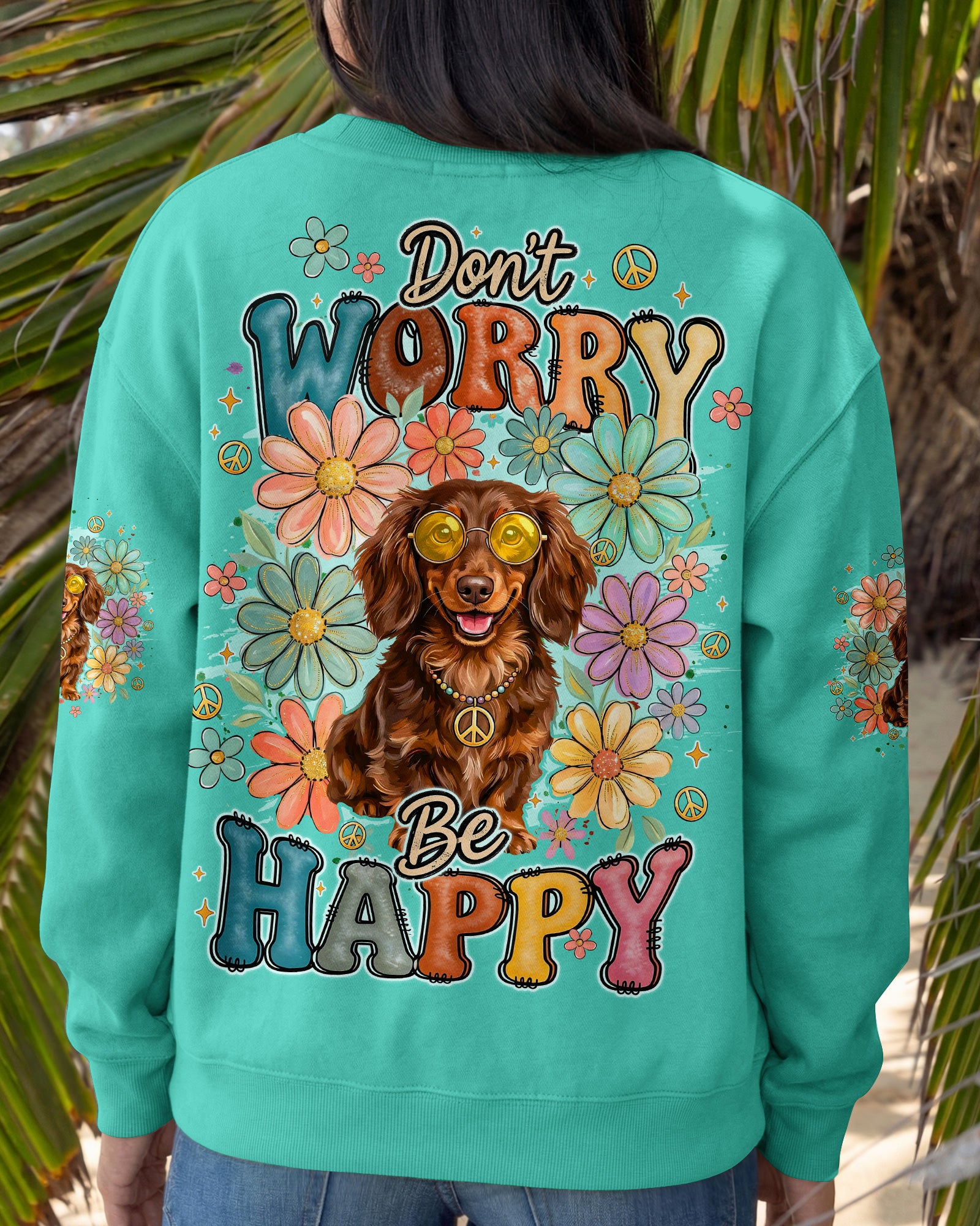 DON'T WORRY BE HAPPY DACHSHUND ALL OVER PRINT - TYQY1004261