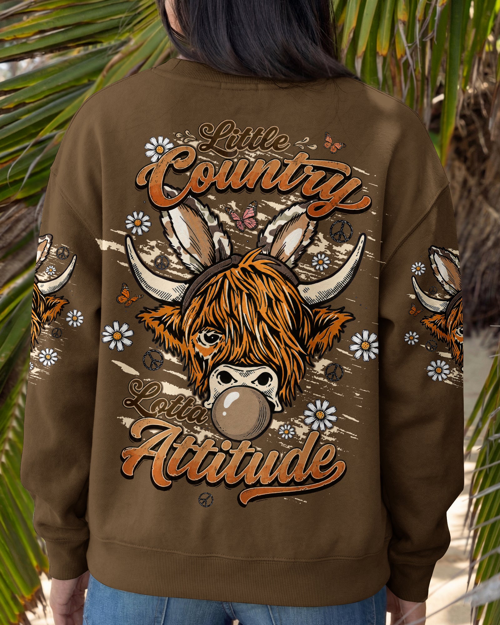 LITTLE COUNTRY LOTTA ATTITUDE COW ALL OVER PRINT  - TLTW1106262