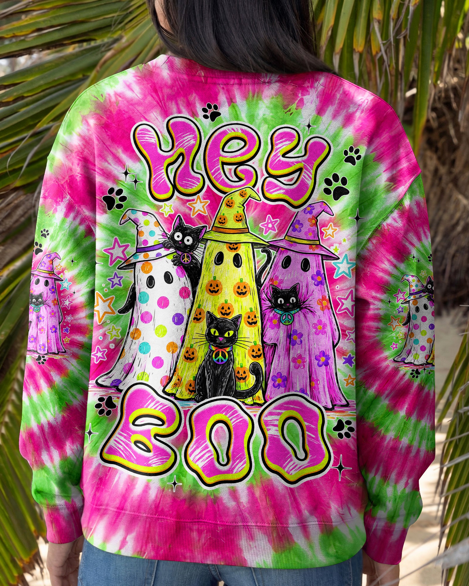 HEY BOO CATS HALLOWEEN ALL OVER PRINT - TYPQ2707261