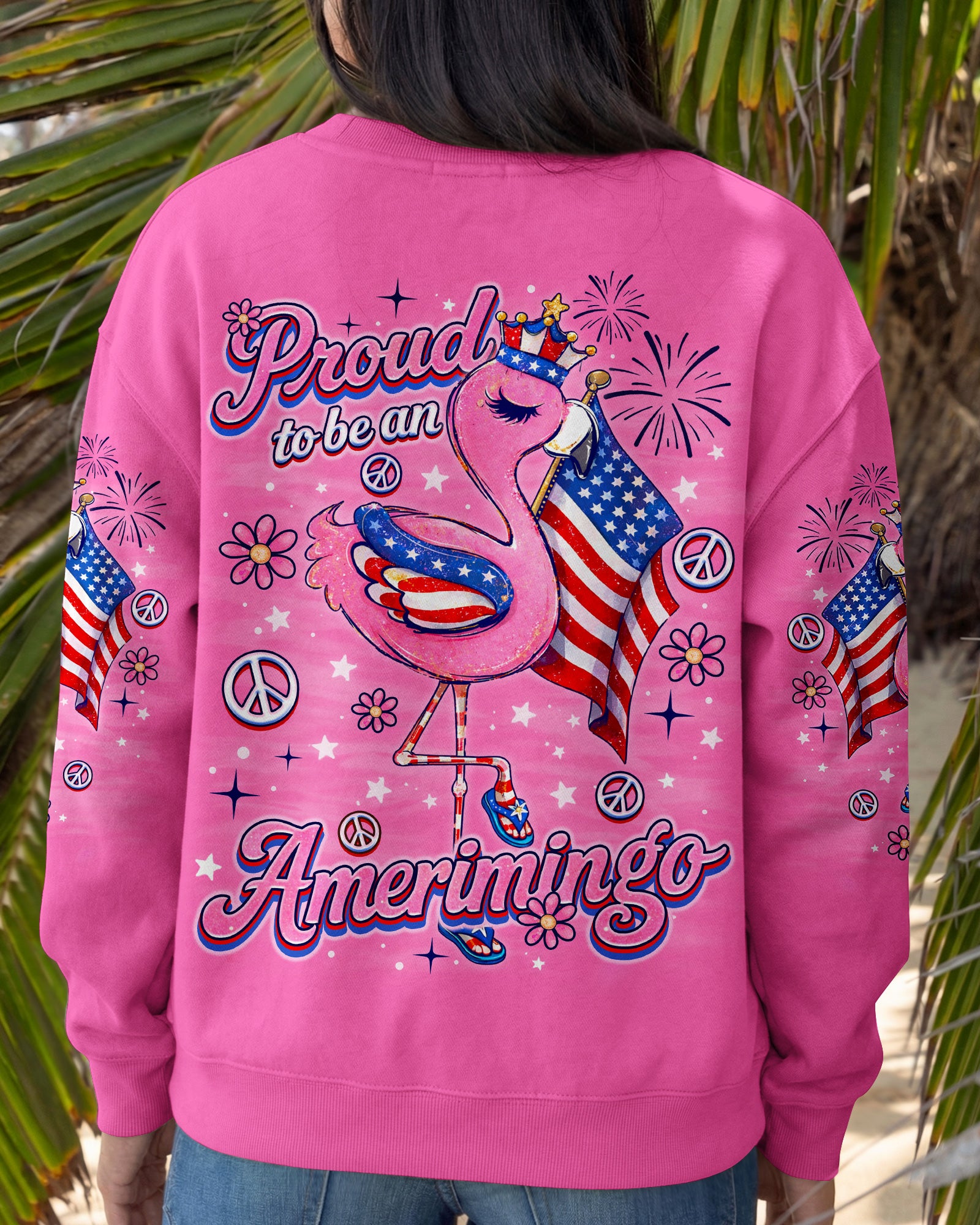 PROUD TO BE AN AMERIMINGO FLAMINGO ALL OVER PRINT  - TLNO2403262