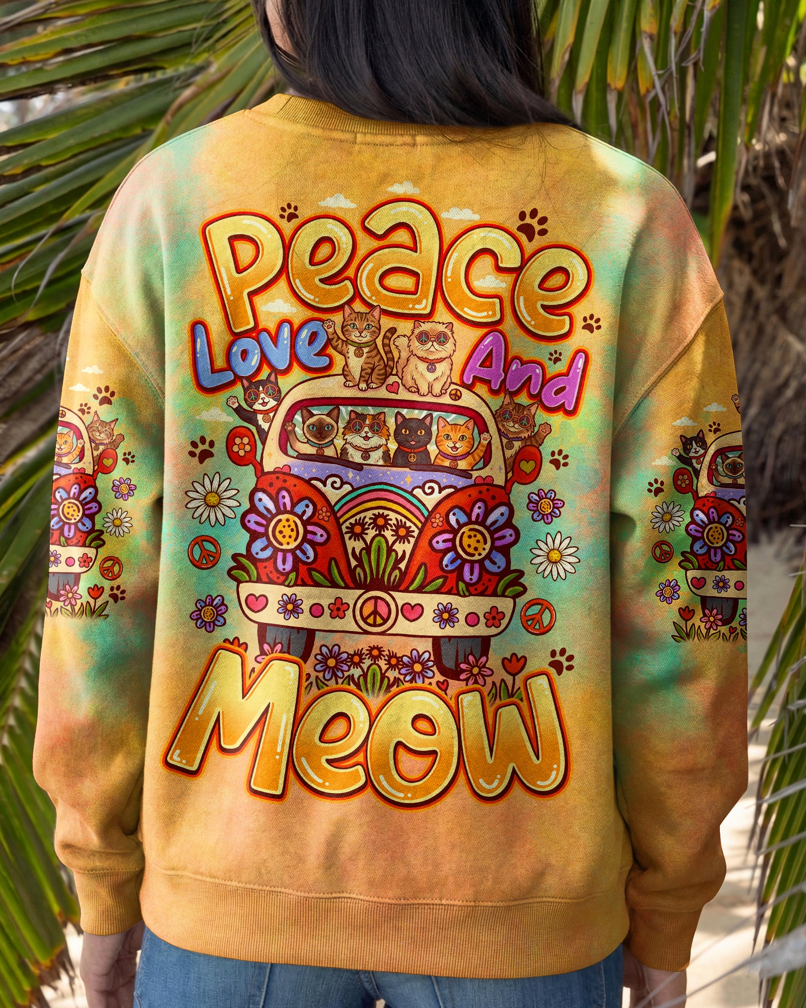 PEACE LOVE AND MEOW CATS ALL OVER PRINT - TLNO1307261