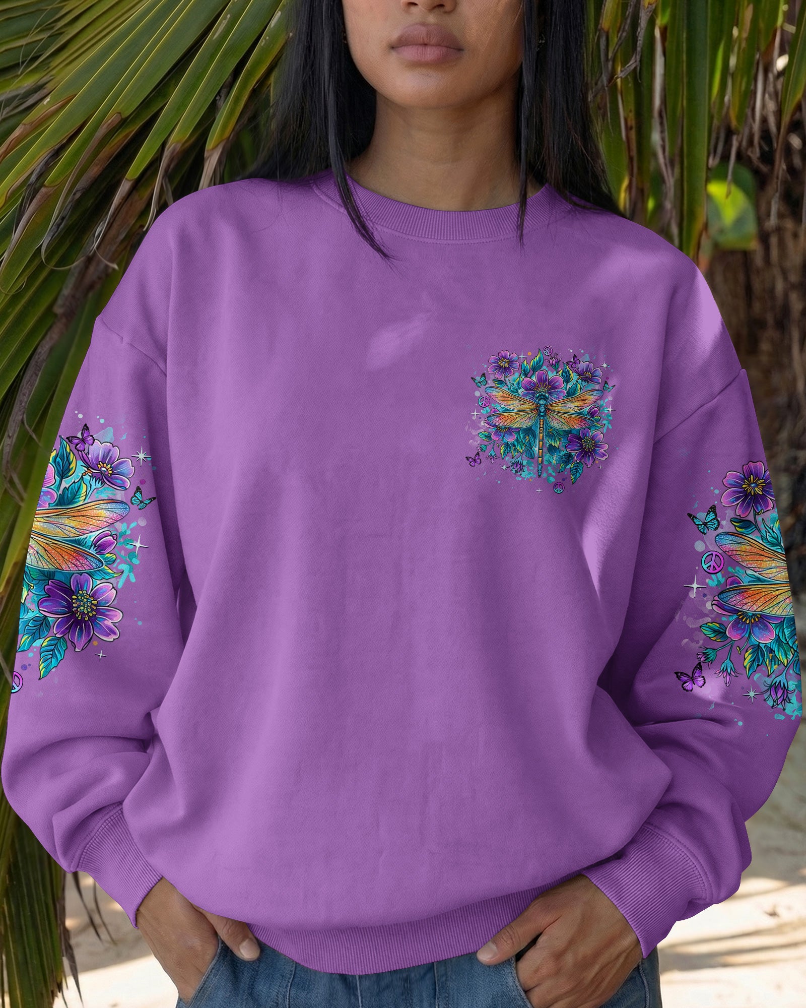 JUST BREATHE DRAGONFLY FLORAL ALL OVER PRINT - TLHN2403262