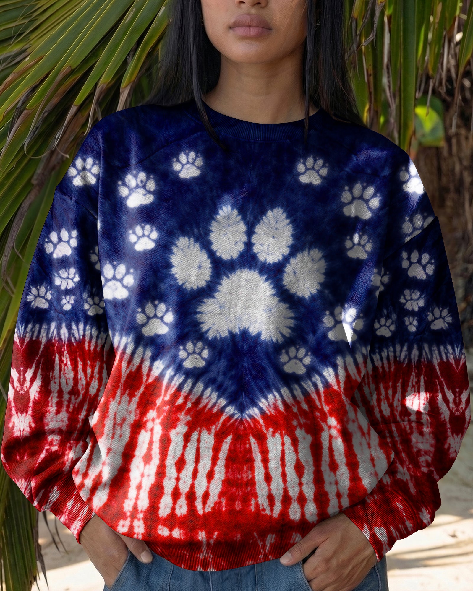 PAW PRINT AMERICAN FLAG V SWIRL ALL OVER PRINT - TLTW1803263