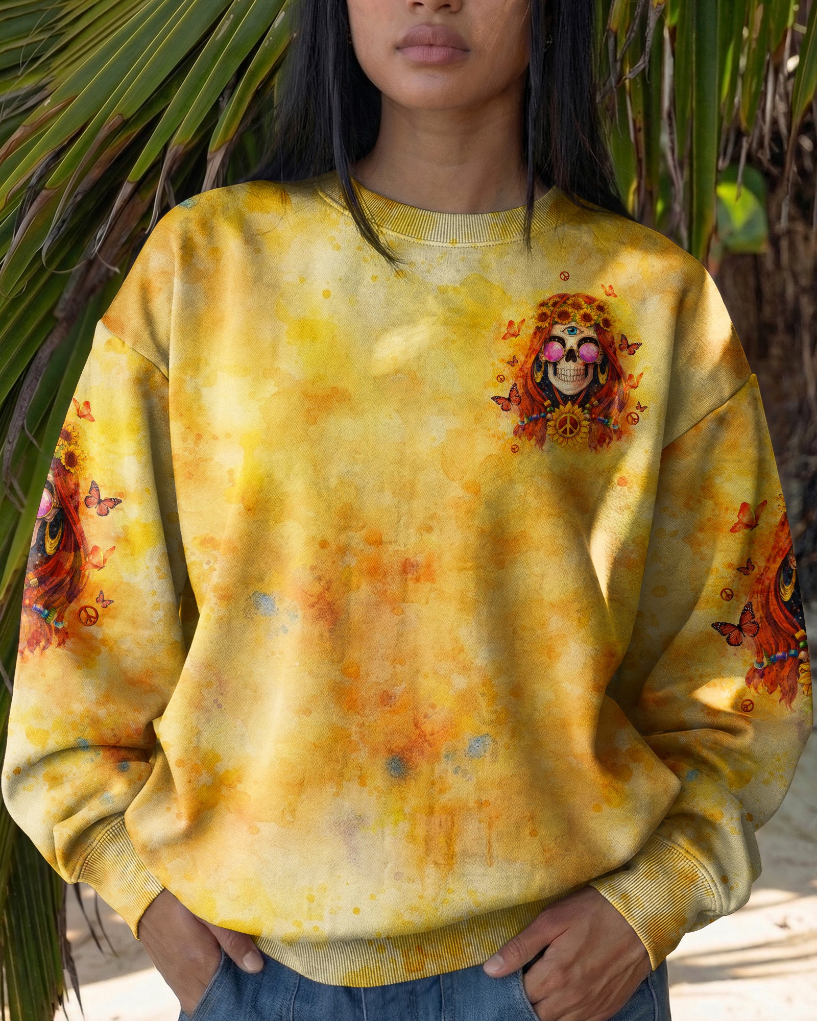 ASSUMING I'M JUST AN OLD LADY SKULL SUNFLOWER ALL OVER PRINT - TLTW1004261
