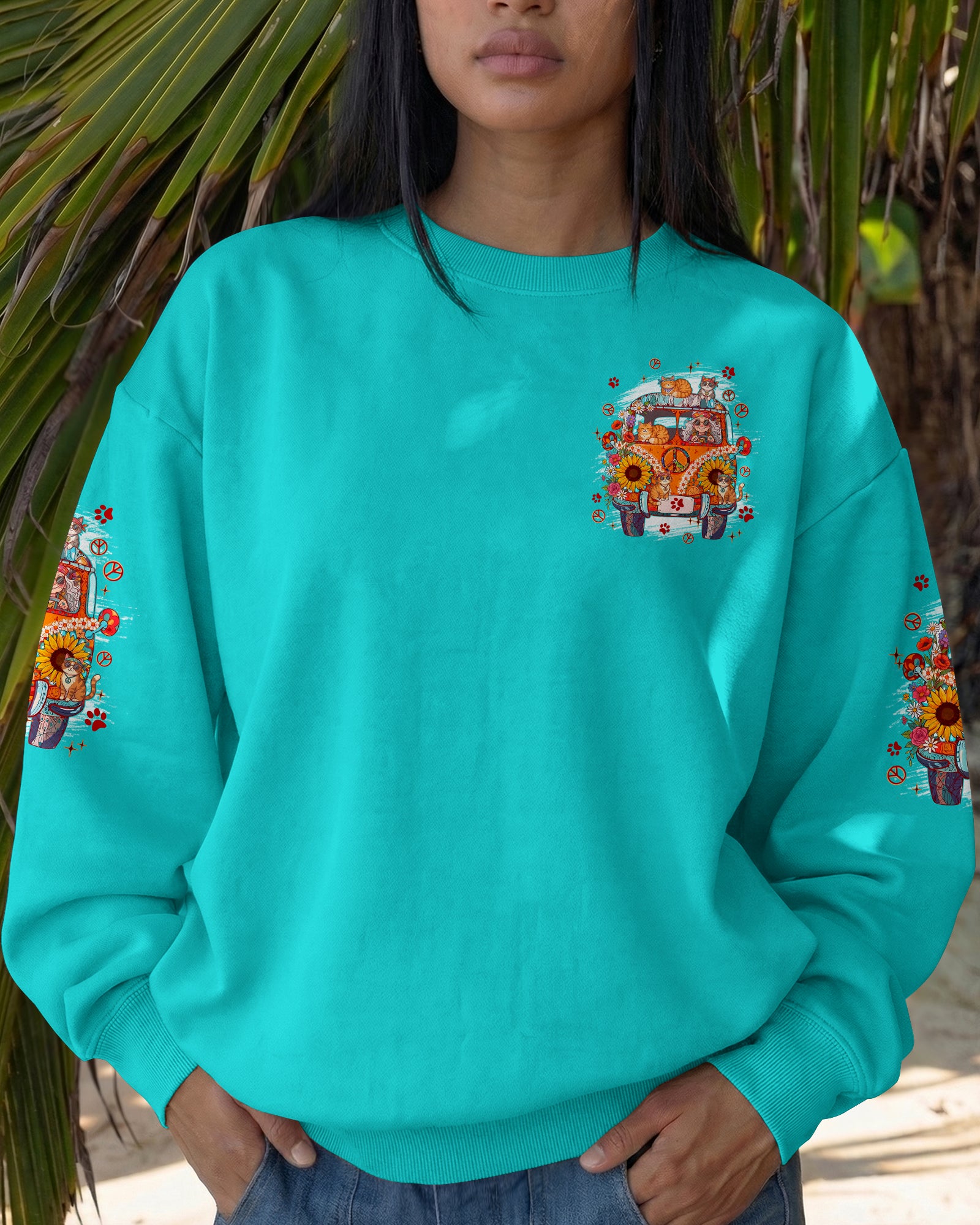 PEACE LOVE AND MEOW ALL OVER PRINT - TYPQ2107261