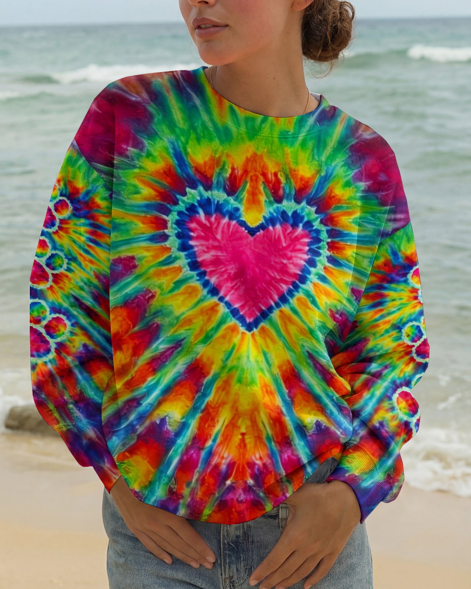 HEART PAW PRINT COLORFUL SWIRL ALL OVER PRINT  - TLNO0104261