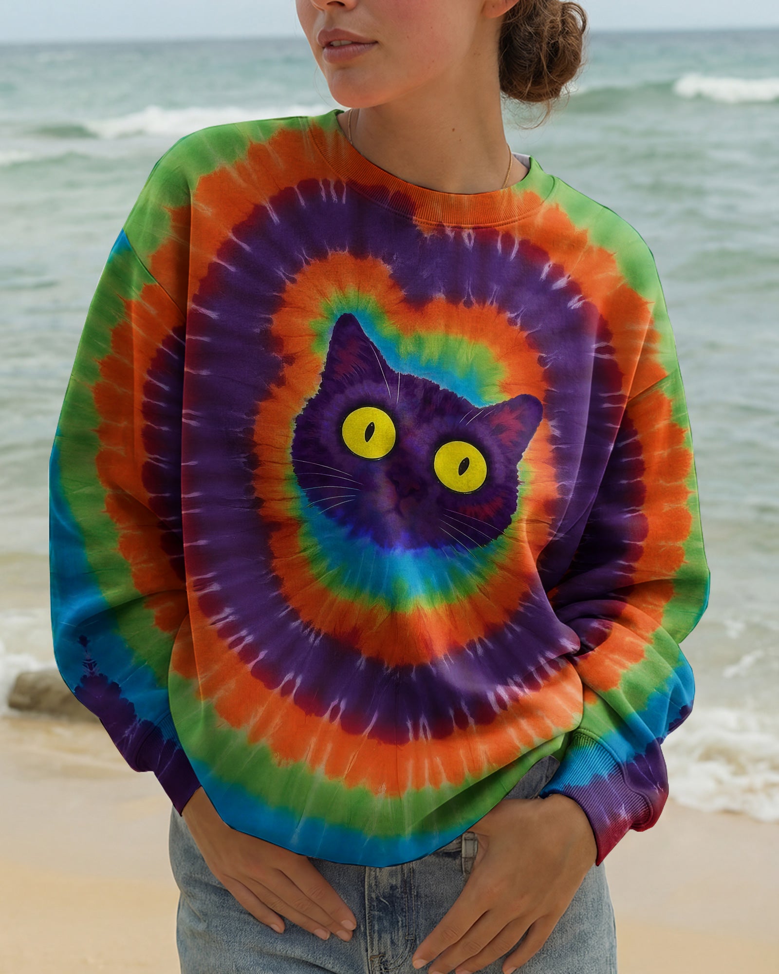 I'M NOT SHORT CAT COLORFUL SWIRL ALL OVER PRINT  - TLNO2403261