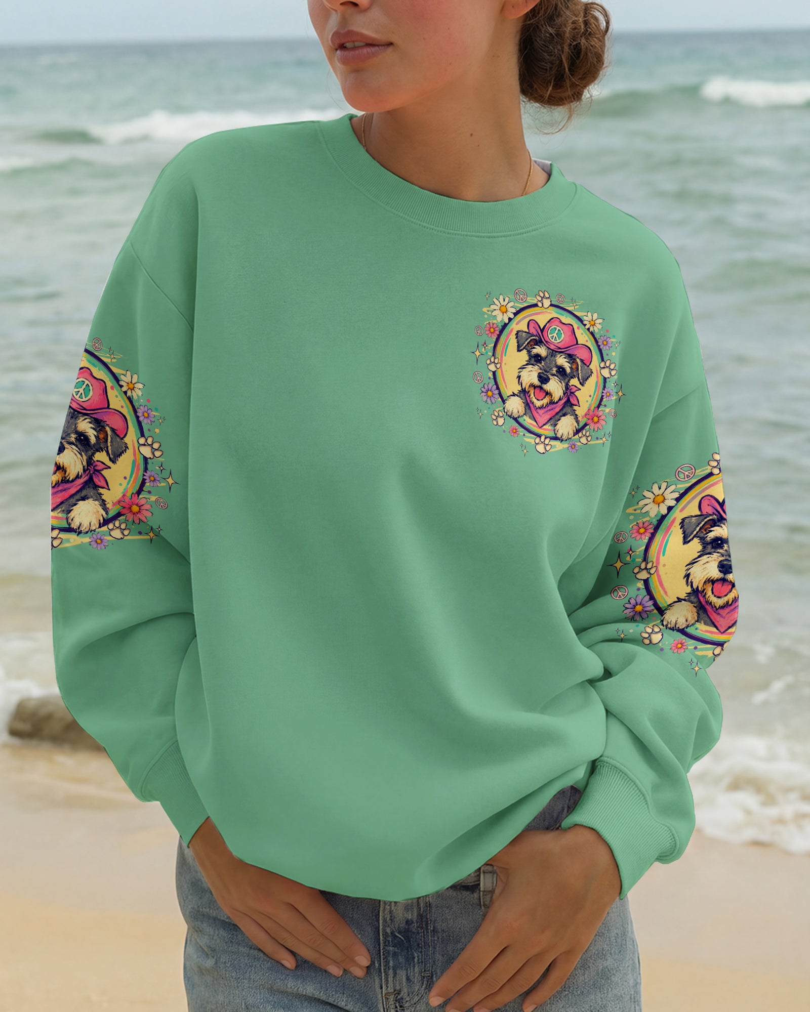 PEACE LOVE AND WOOF SCHNAUZER DOG ALL OVER PRINT - TLTW1507261