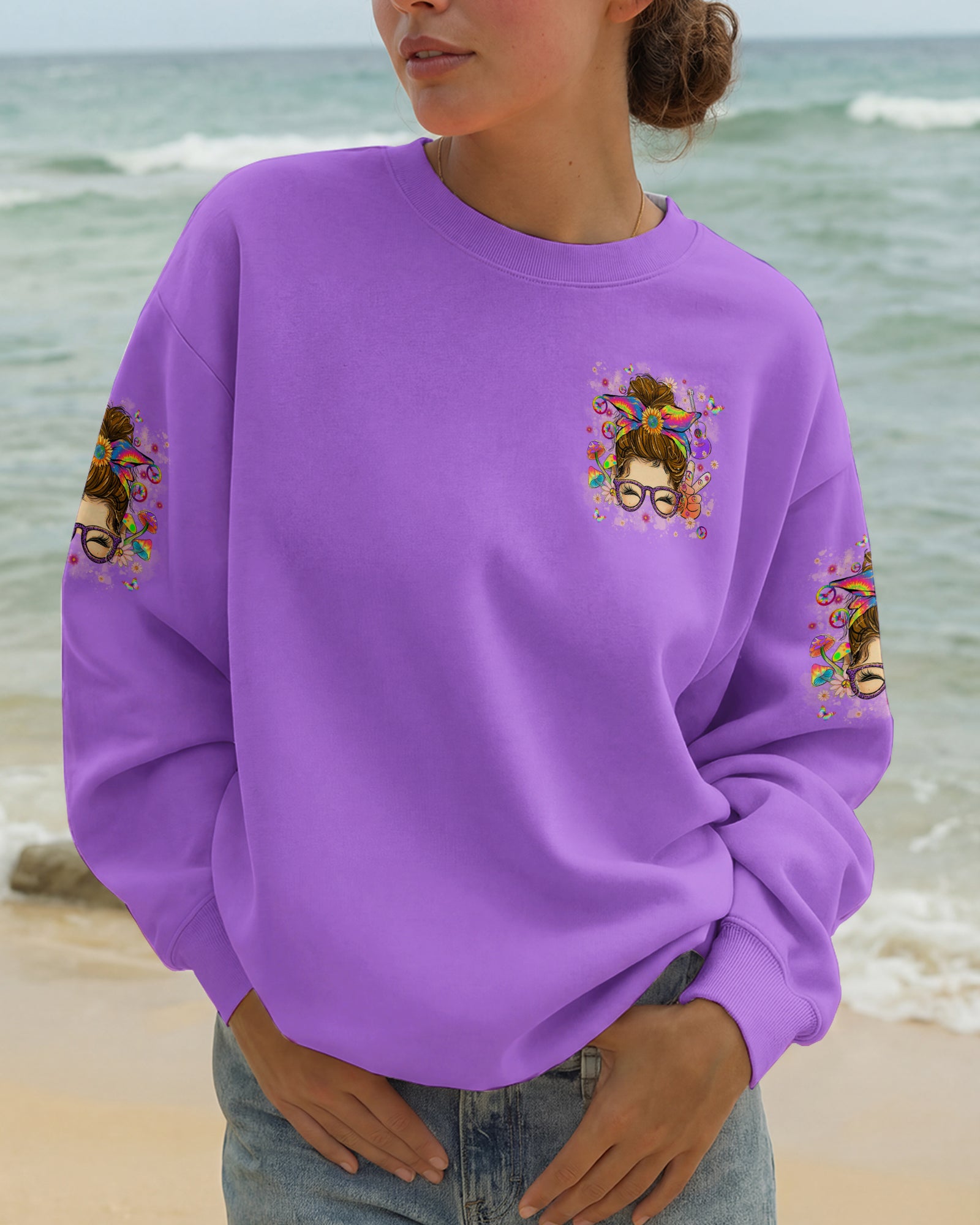 DON'T WORRY BE HIPPIE MESSY BUN ALL OVER PRINT - TYLN3006262