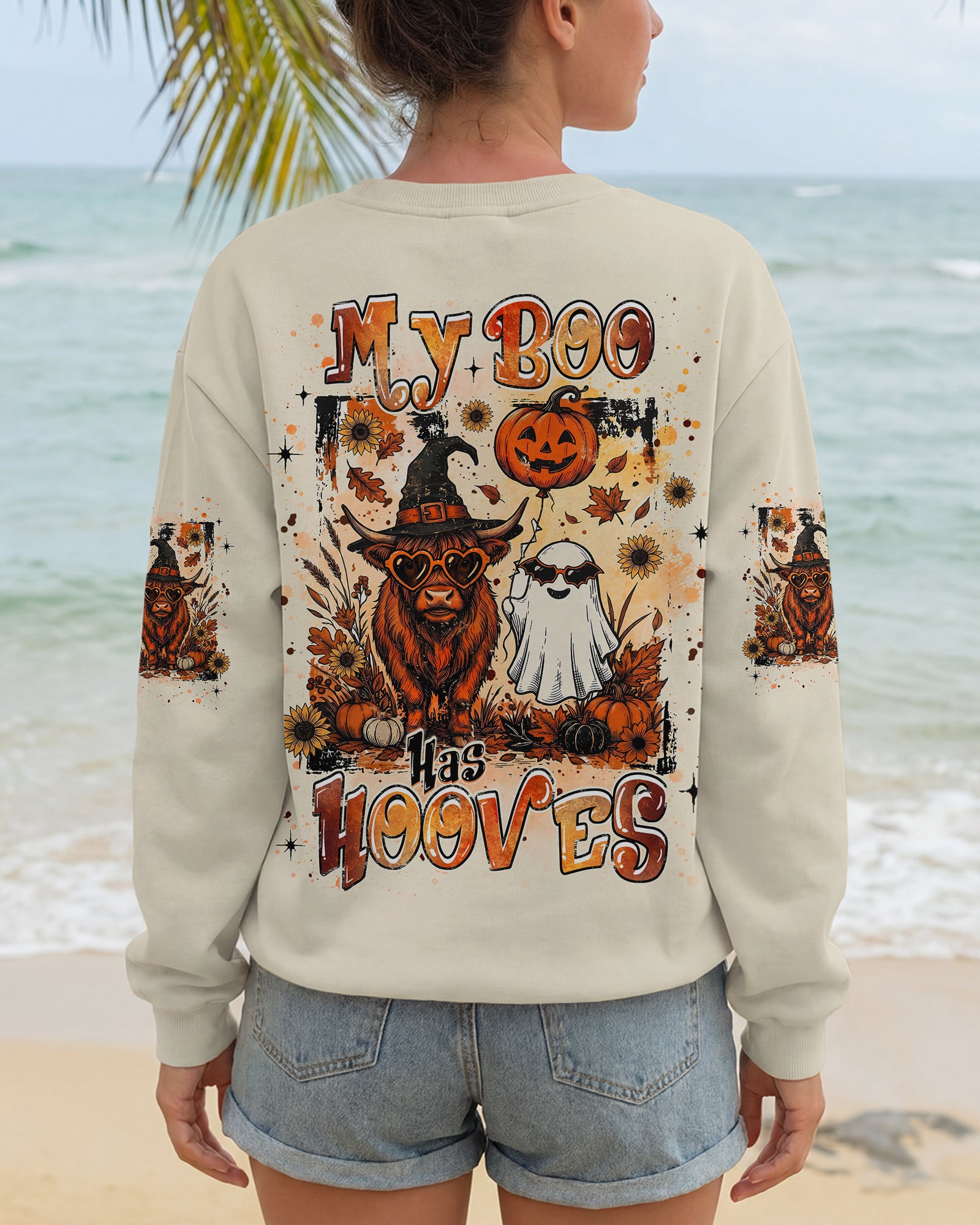 MY BOO HAS HOOVES HIGHLAND COW HALLOWEEN ALL OVER PRINT - TLHG2207262