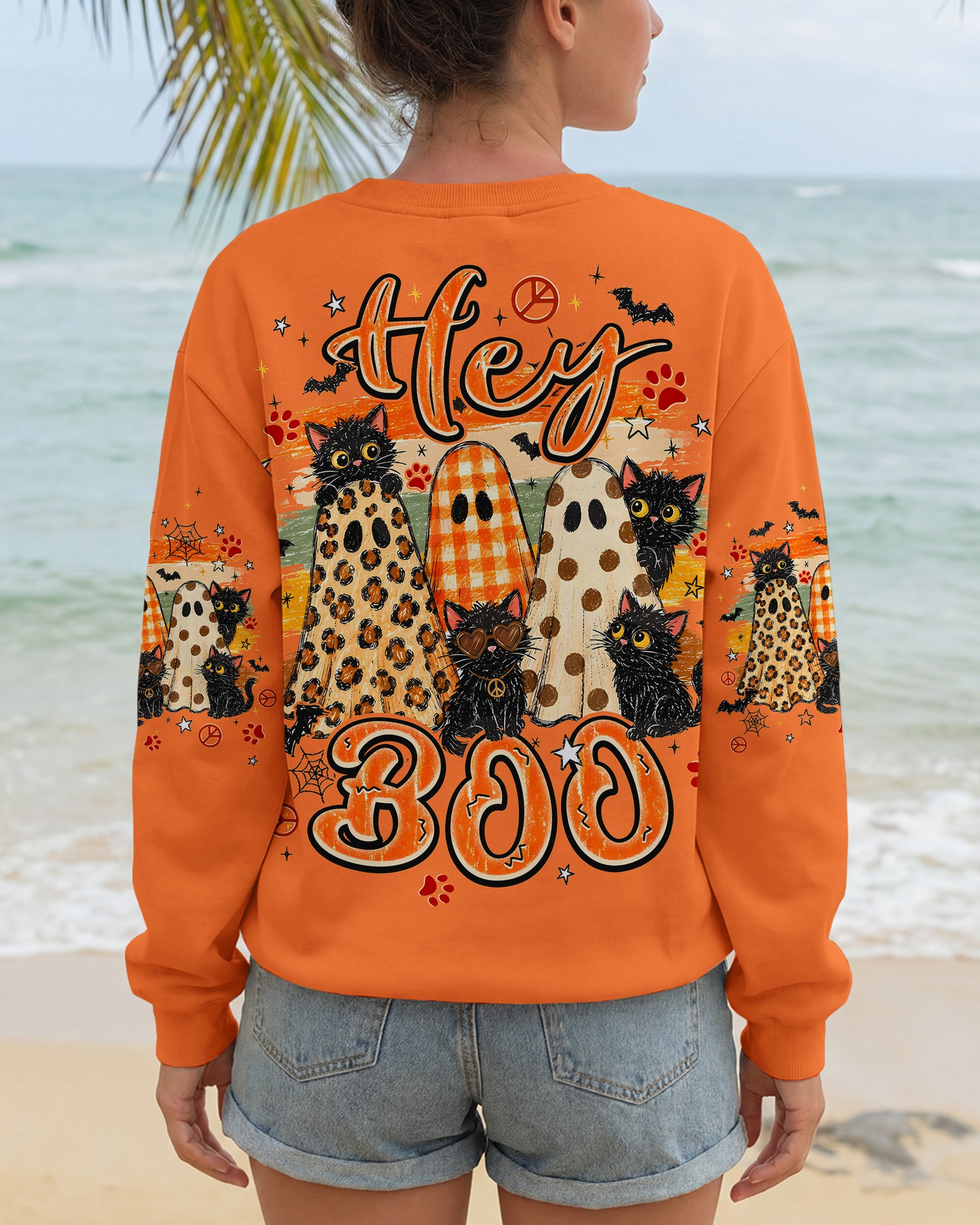 HEY BOO HALLOWEEN CAT ALL OVER PRINT - TYPQ2407261