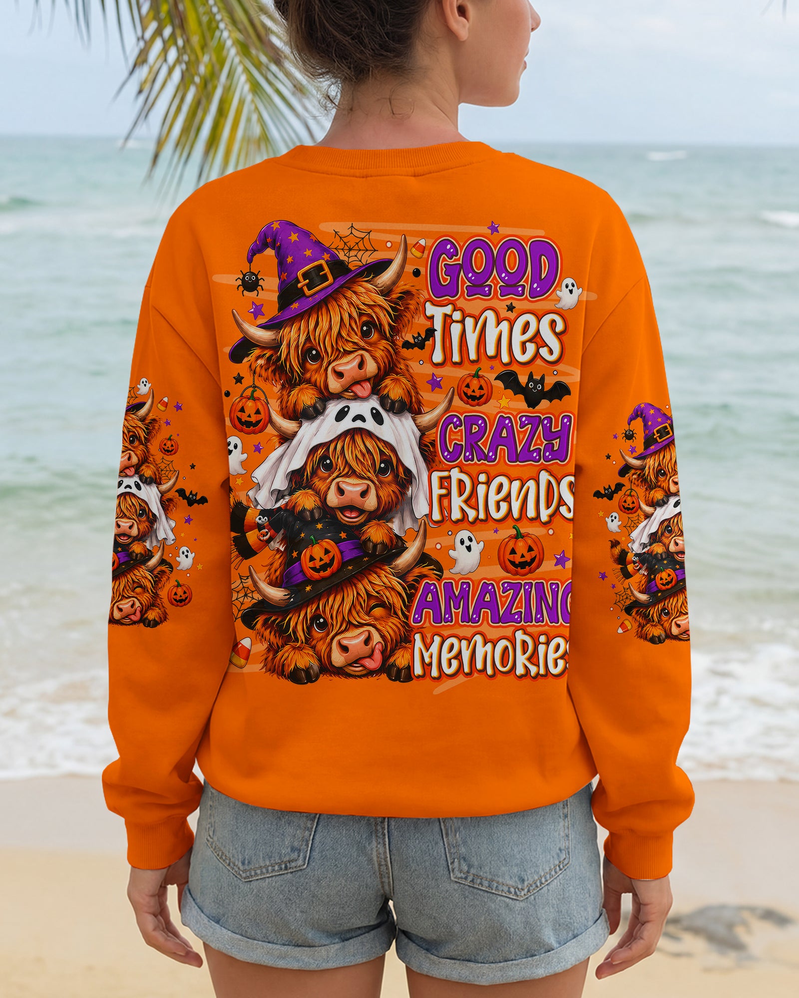 GOOD TIMES CRAZY FRIEND HIGHLAND COW HALLOWEEN ALL OVER PRINT - TLNO2307263
