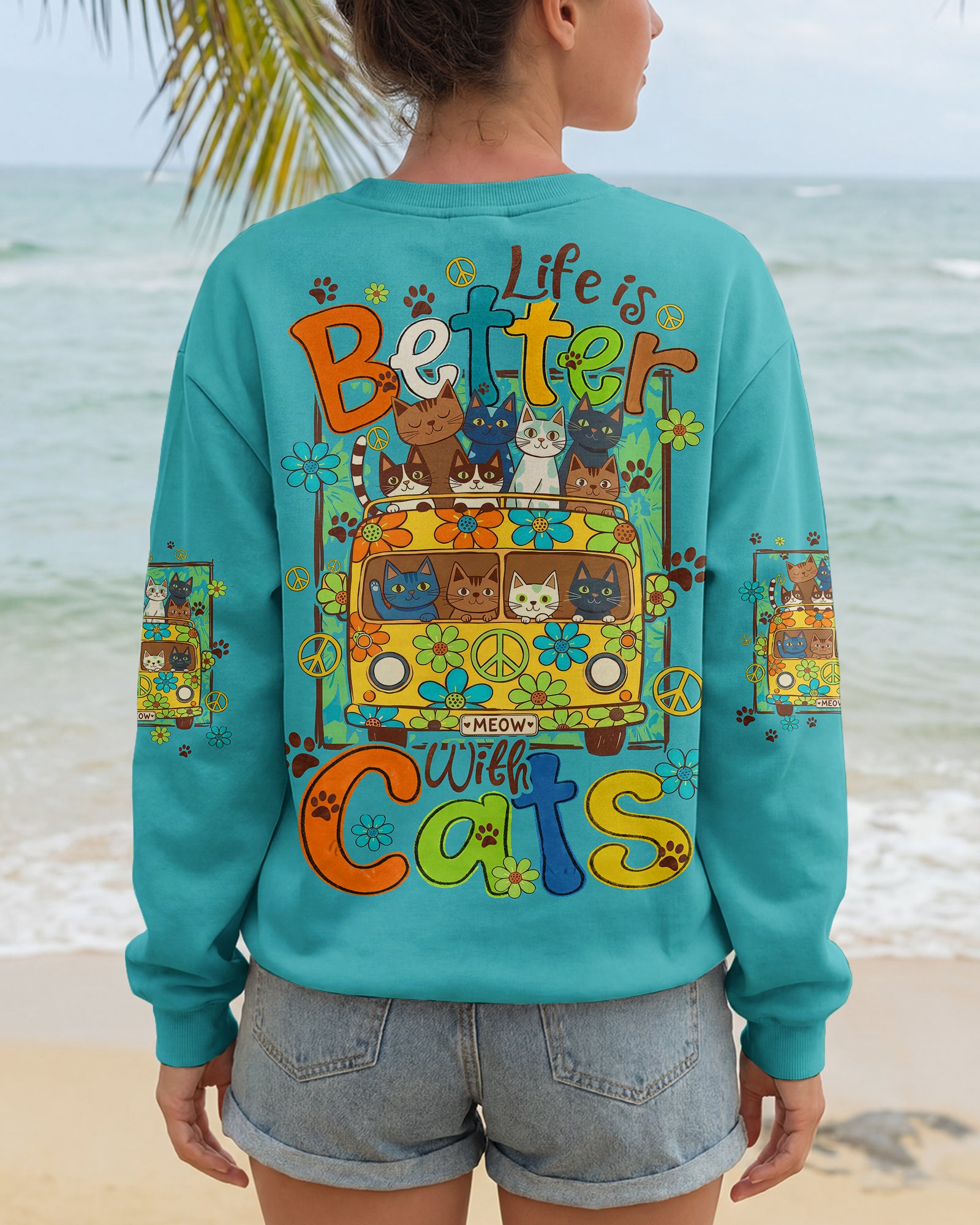 LIFE IS BETTER WITH CATS ALL OVER PRINT - TYQY2206261