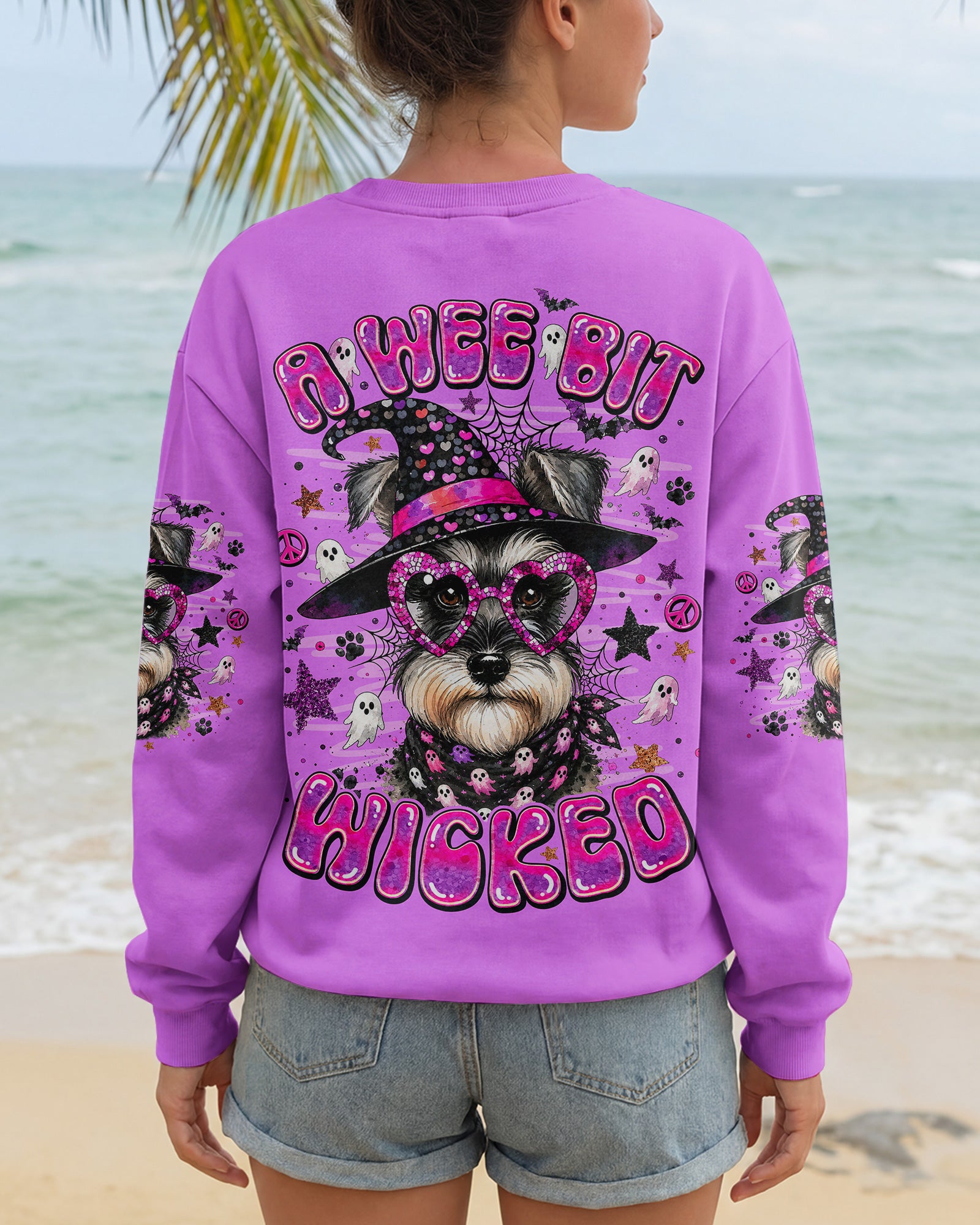 A WEE BIT WICKED WITCH SCHNAUZER DOG HALLOWEEN ALL OVER PRINT - TLNO1707262