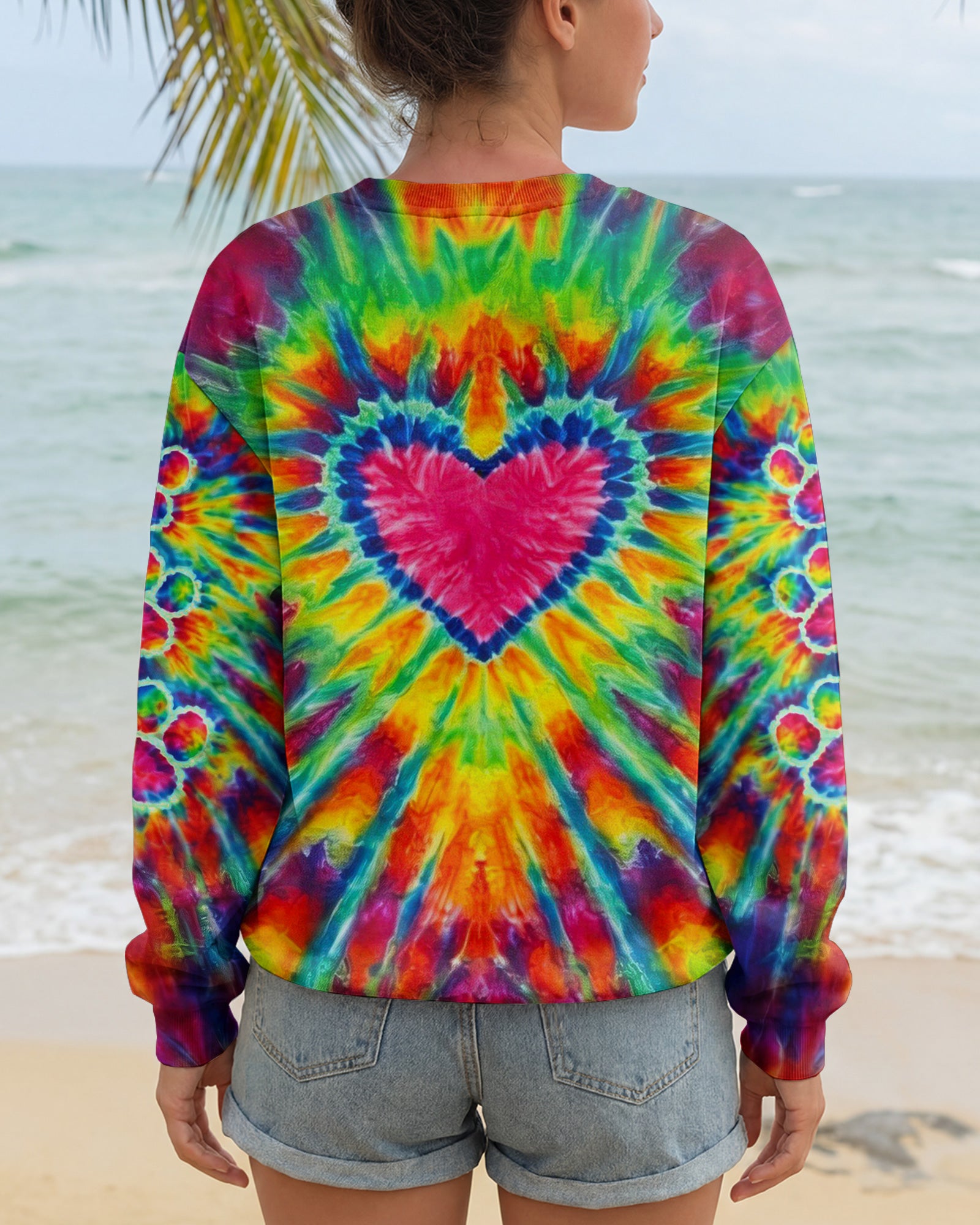 HEART PAW PRINT COLORFUL SWIRL ALL OVER PRINT  - TLNO0104261