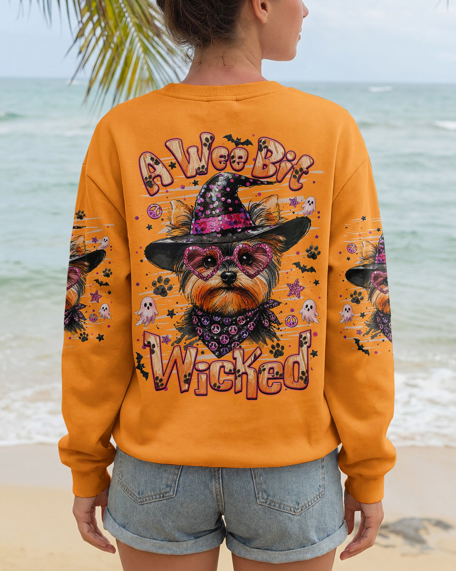A WEE BIT WICKED YORKIE DOG HALLOWEEN ALL OVER PRINT - TLHN1707262
