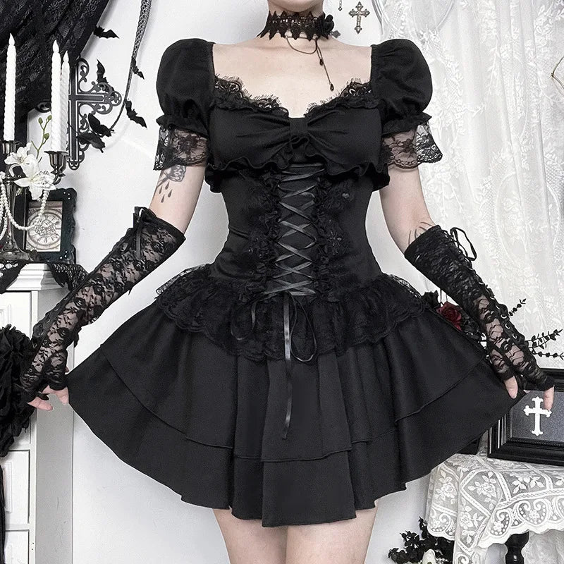 Midnight Lace Corset Gothic Women's Dress