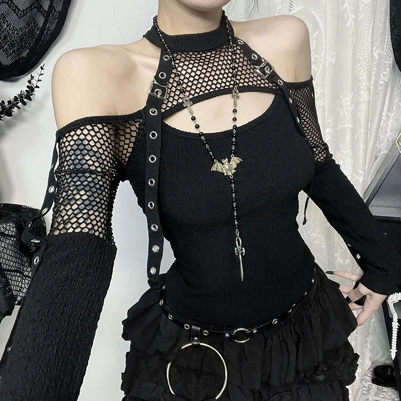 Shadow Mesh Gothic Harness Women's Top