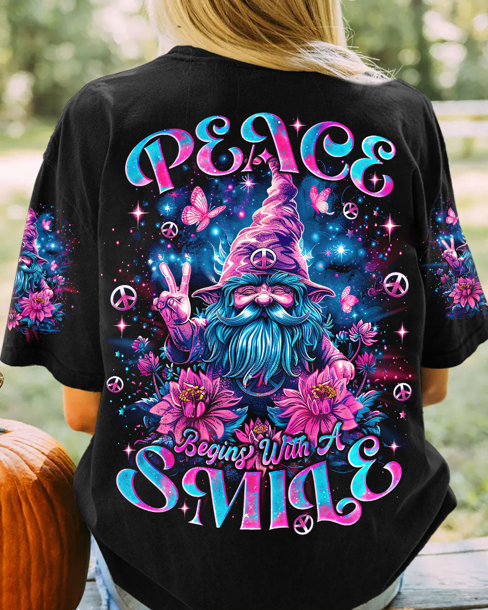 PEACE BEGINS WITH A SMILE GNOME ALL OVER PRINT - TLNO1704249