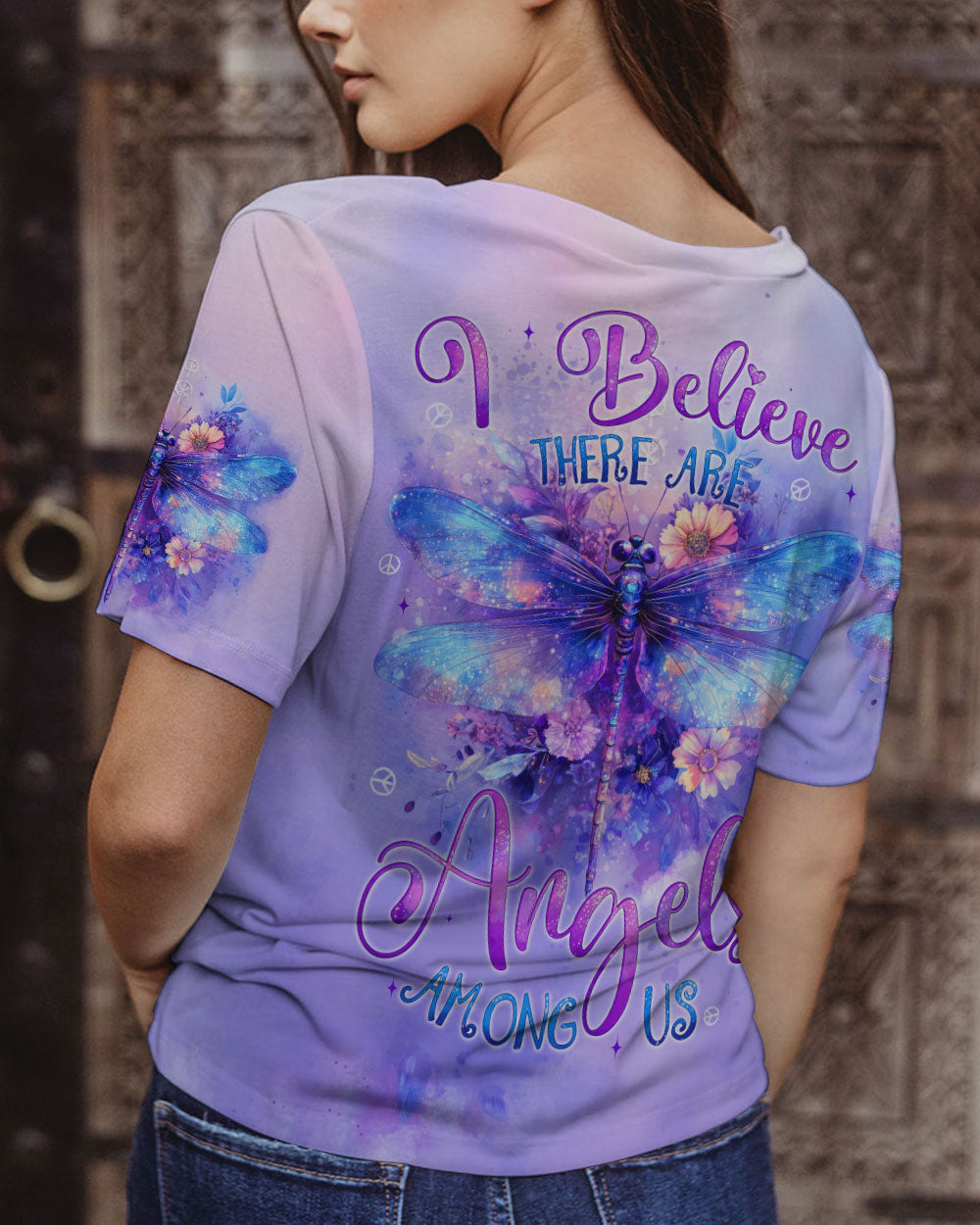 I BELIEVE THERE ARE ANGELS AMONG US DRAGONFLY ALL OVER PRINT - TYTD1409241
