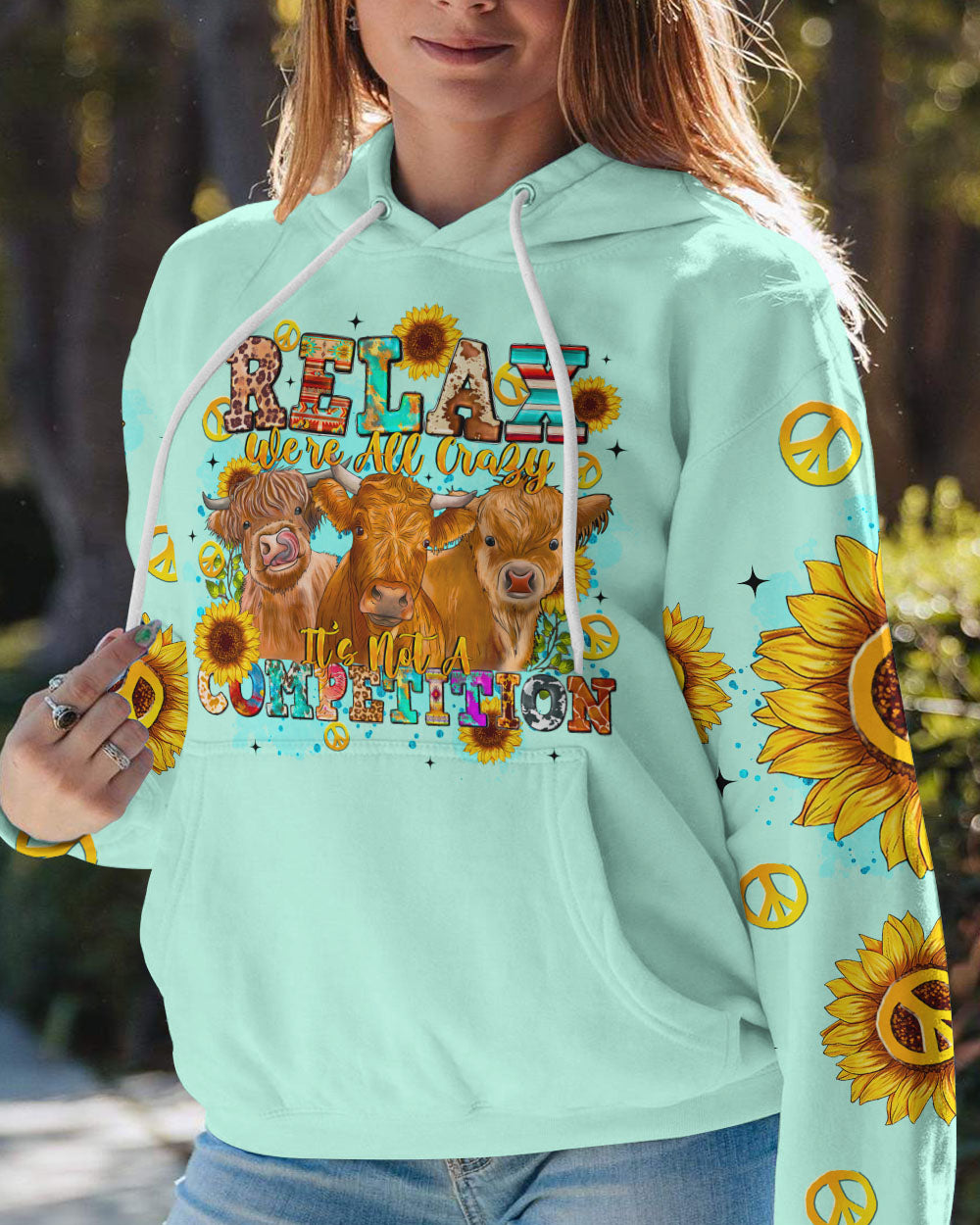 RELAX WE'RE ALL CRAZY COW ALL OVER PRINT - TLTR2308231