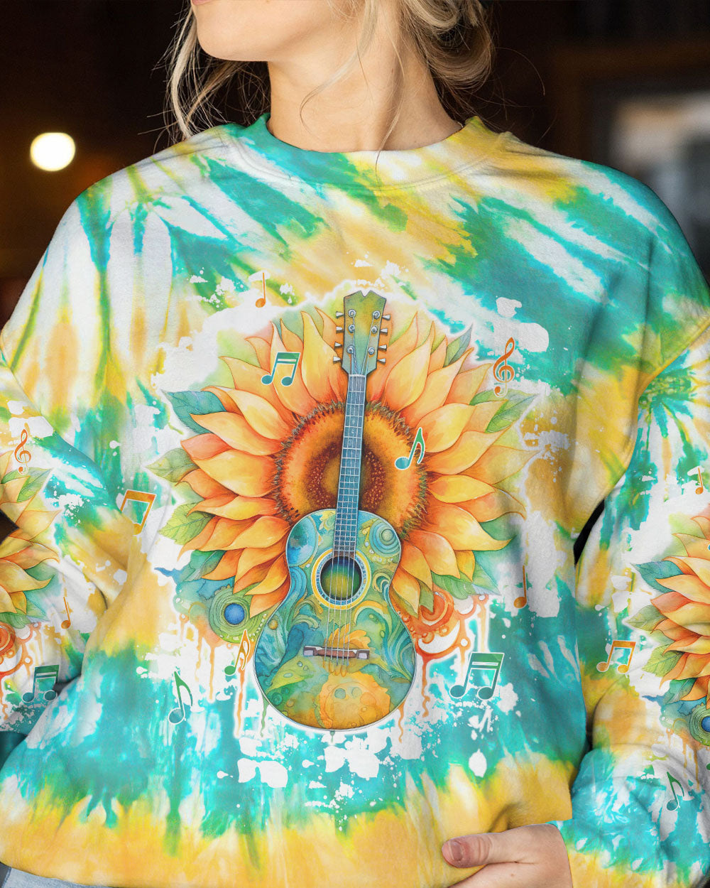 WHISPER WORDS OF WISDOM GUITAR SUNFLOWER TIE DYE ALL OVER PRINT - TLTW1005234
