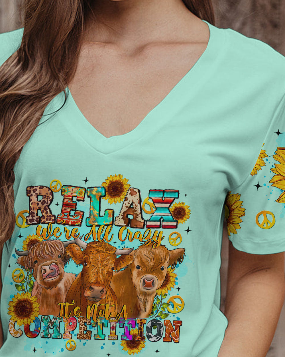 RELAX WE'RE ALL CRAZY COW ALL OVER PRINT - TLTR2308231