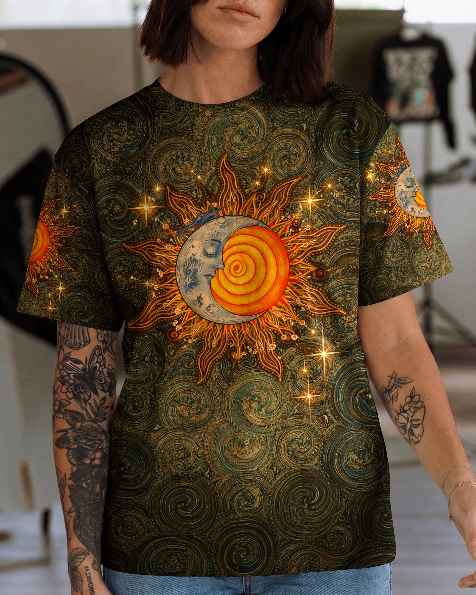 BOHO HIPPIE SUN AND MOON ALL OVER PRINT  - TLNO2003261