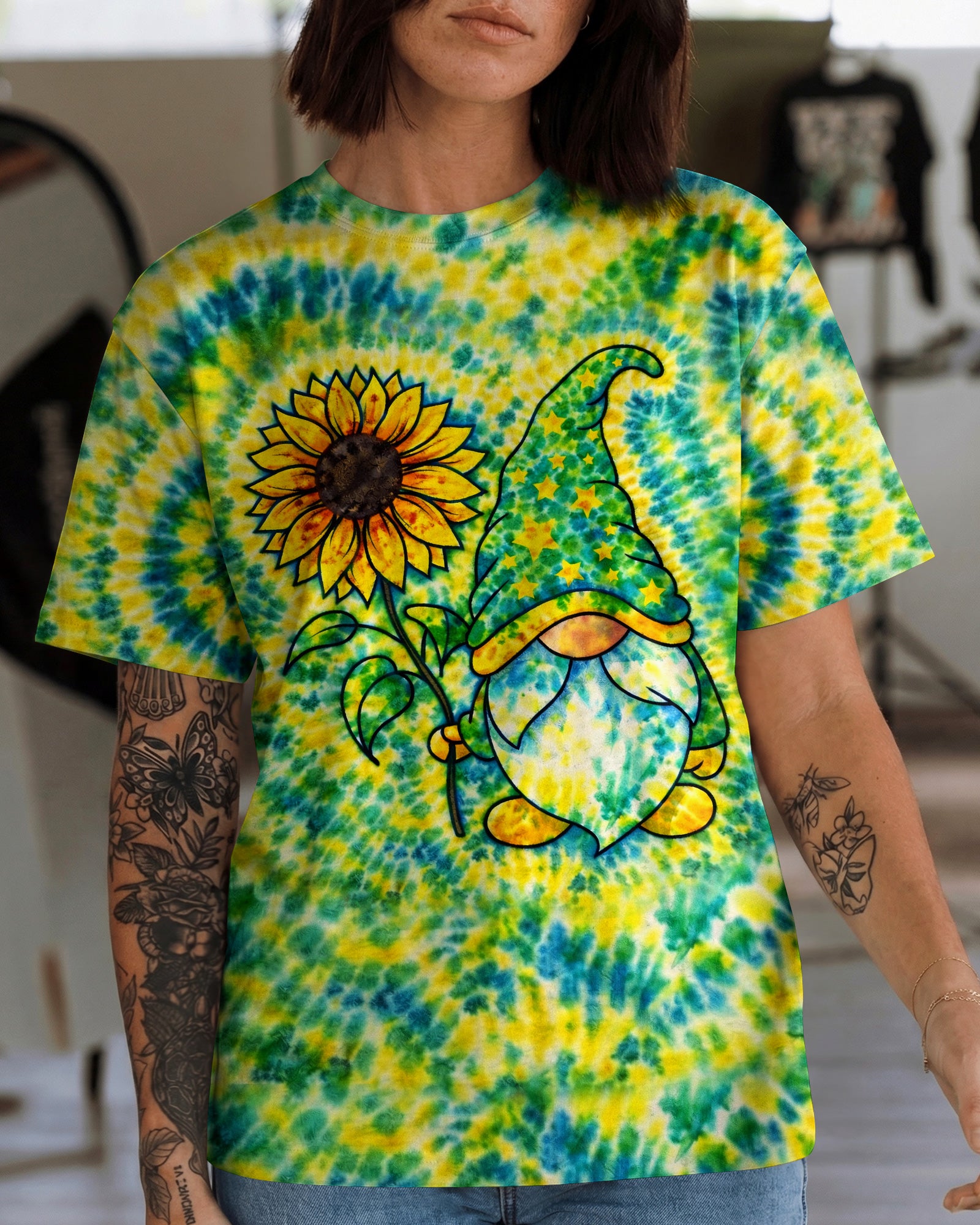 SUNFLOWER GNOME SWIRL ALL OVER PRINT - TLHN2403363