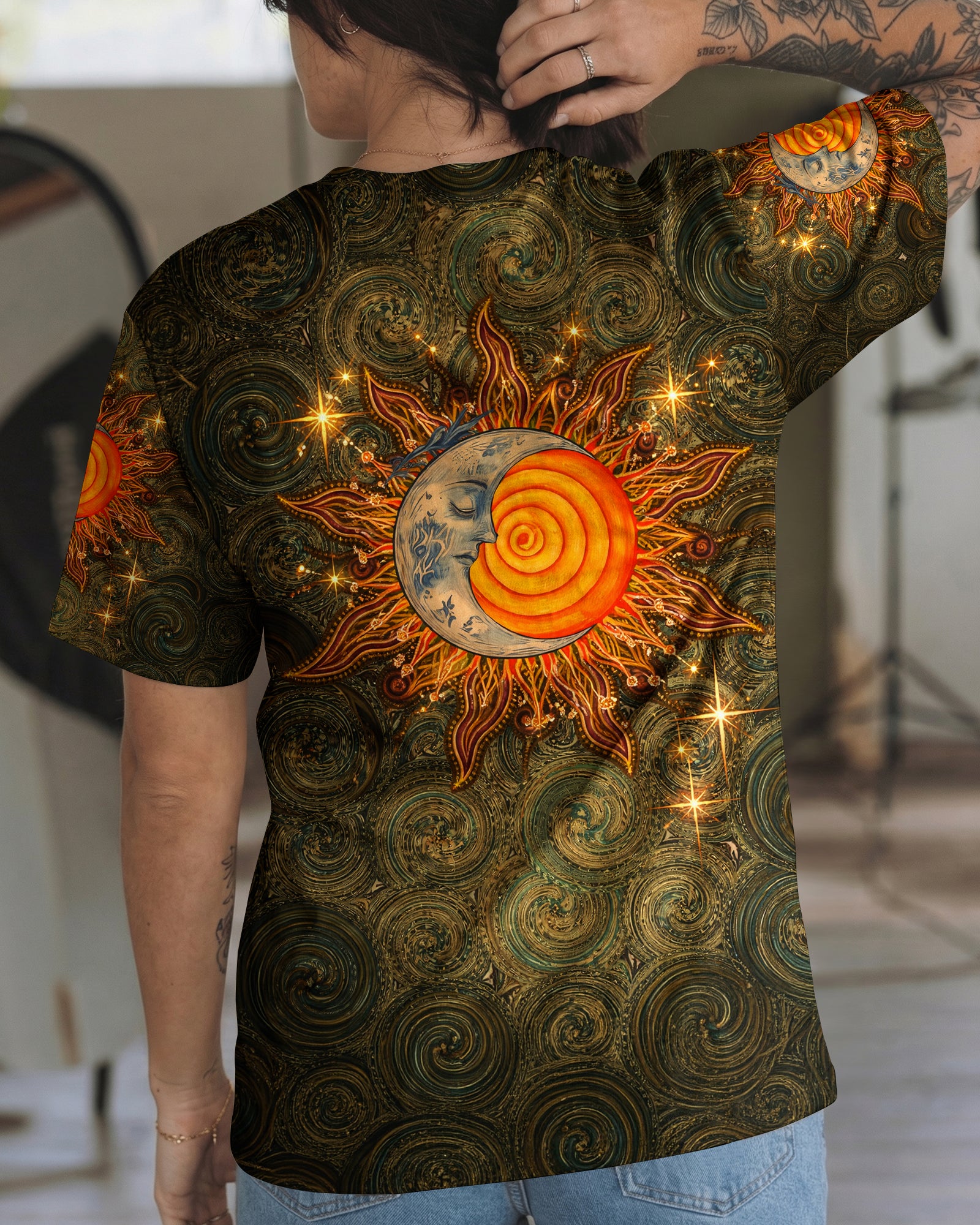 BOHO HIPPIE SUN AND MOON ALL OVER PRINT  - TLNO2003261