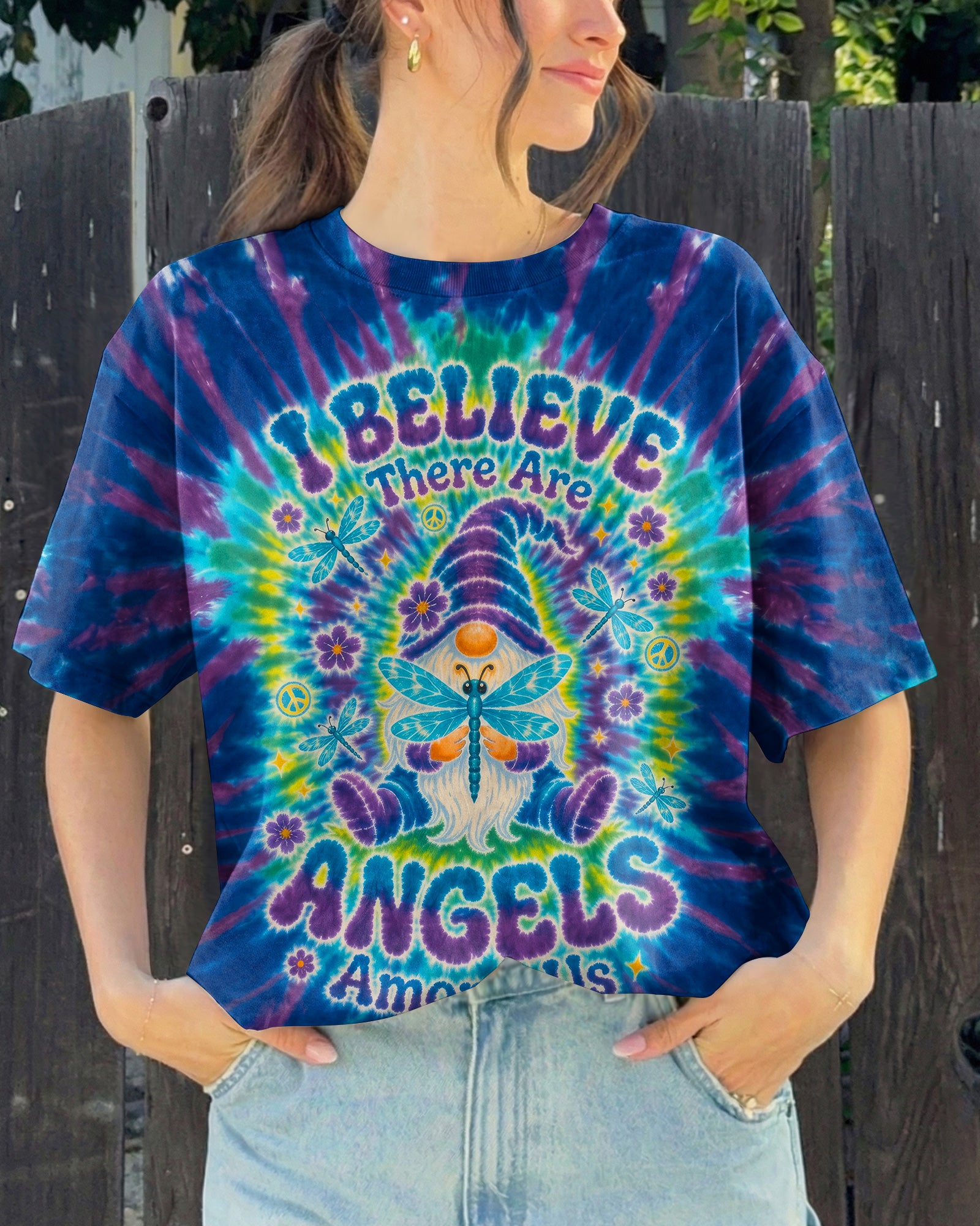 I BELIEVE ANGELS AMONG US GNOME ALL OVER PRINT - RI2107262