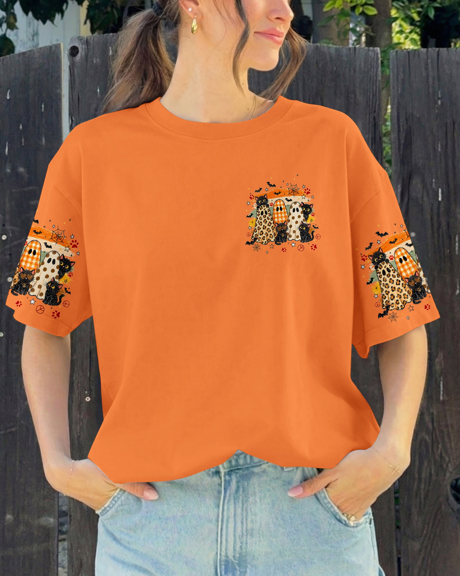 HEY BOO HALLOWEEN CAT ALL OVER PRINT - TYPQ2407261
