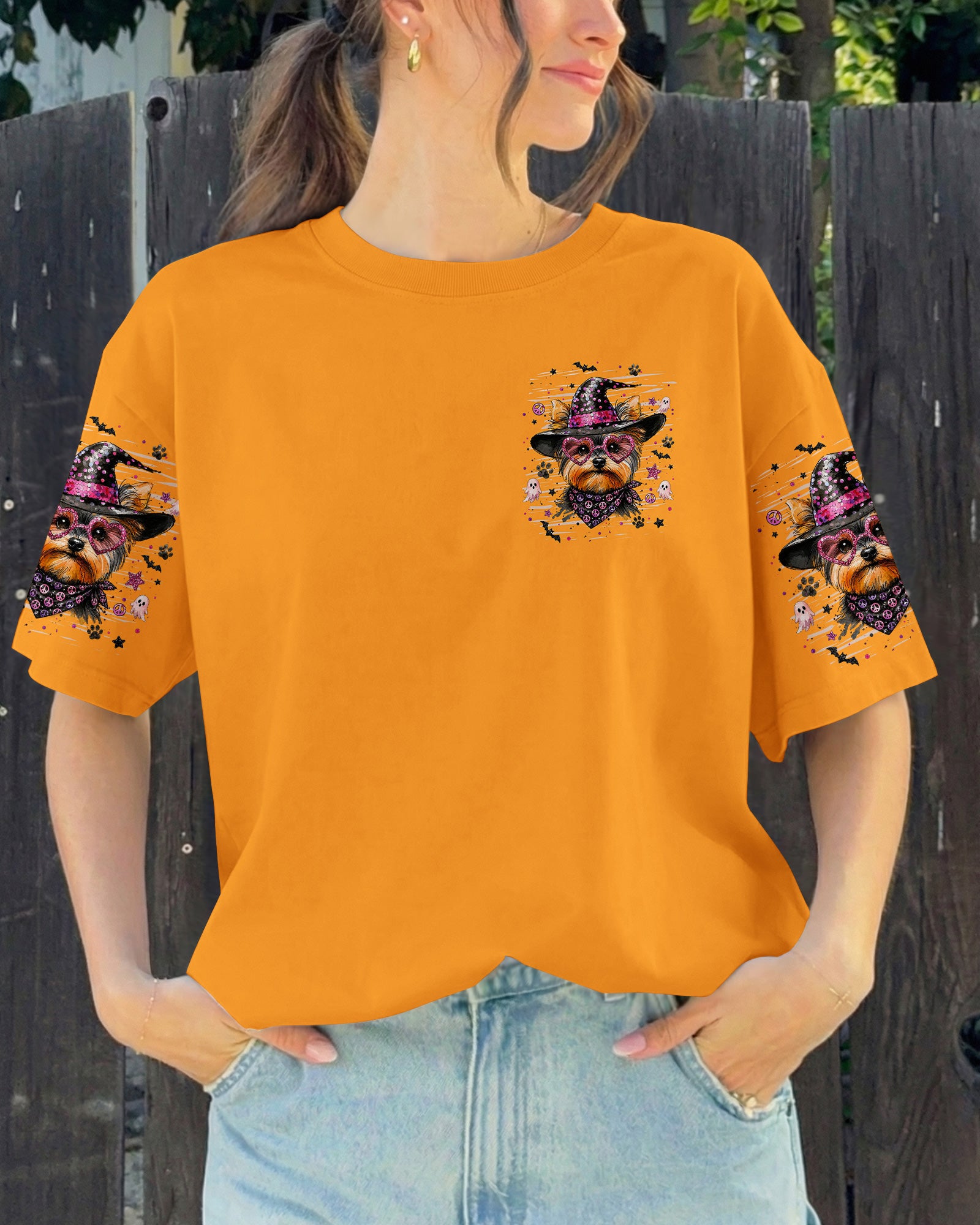 A WEE BIT WICKED YORKIE DOG HALLOWEEN ALL OVER PRINT - TLHN1707262