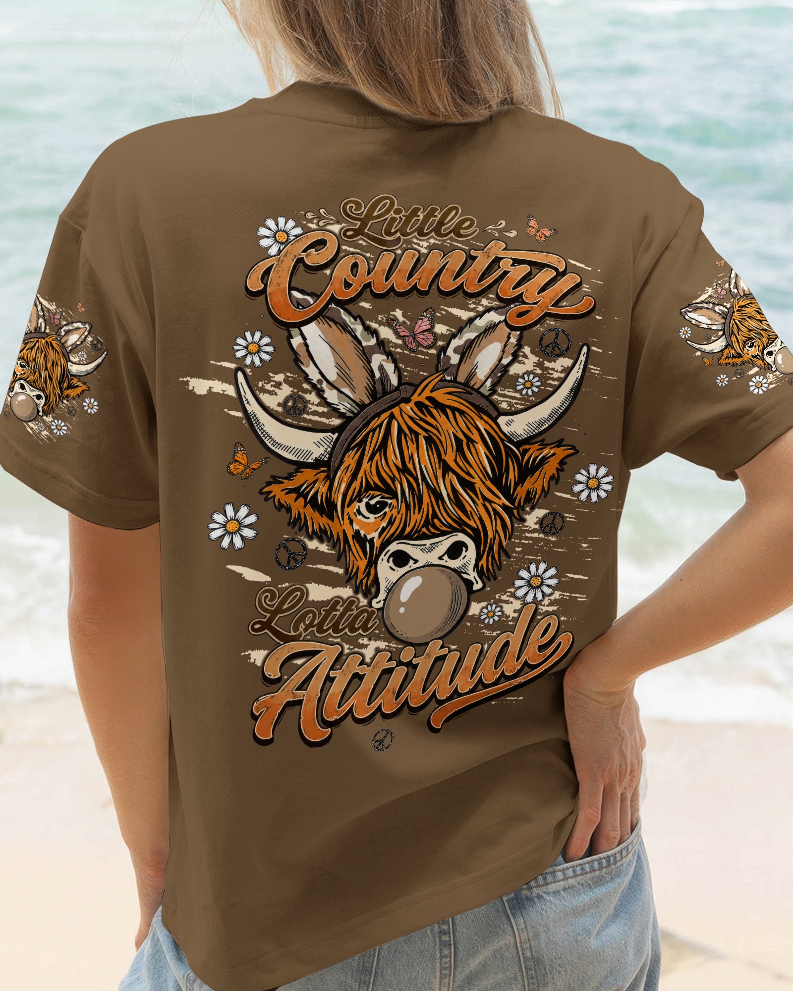 LITTLE COUNTRY LOTTA ATTITUDE COW ALL OVER PRINT  - TLTW1106262