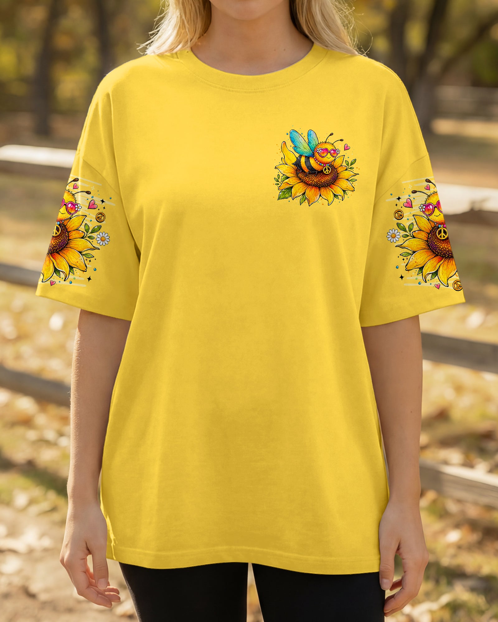 WHISPER WORDS OF WISDOM LET IT BE BEE SUNFLOWER ALL OVER PRINT -  TLNO1407261
