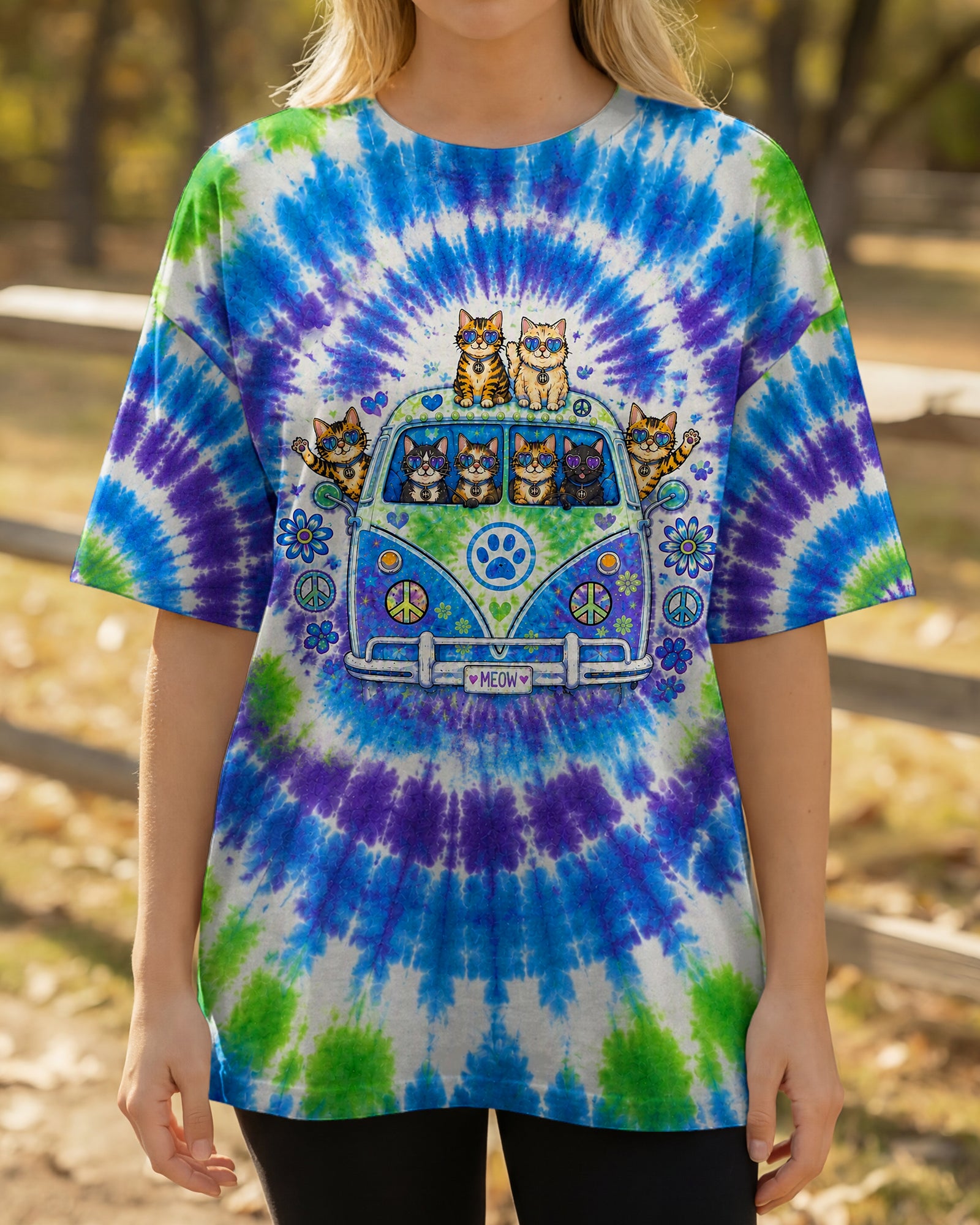 PEACE LOVE AND MEOW CAT VAN ALL OVER PRINT - KMTM3107262