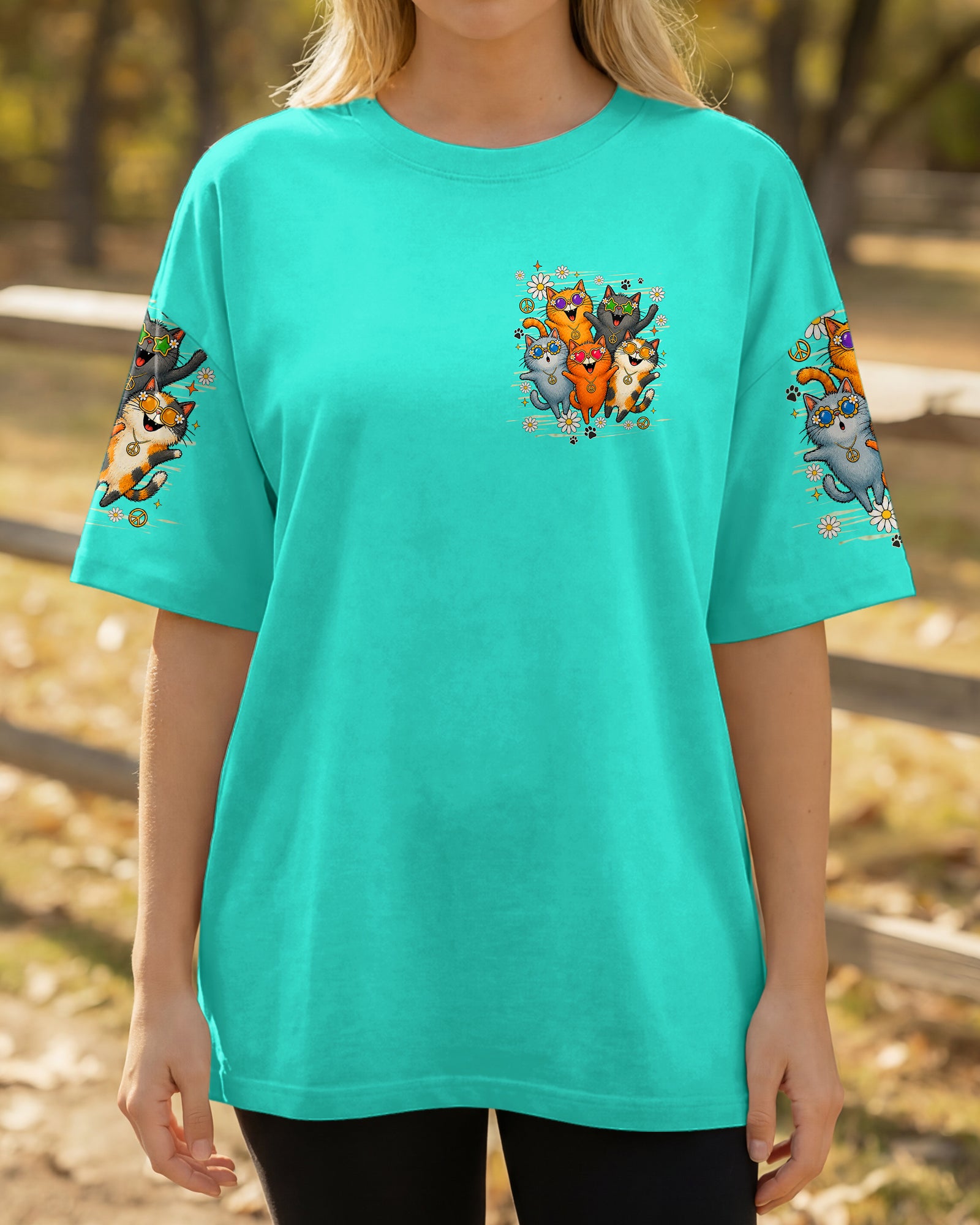 PEACE LOVE AND MEOW CAT ALL OVER PRINT - TLHN1007261