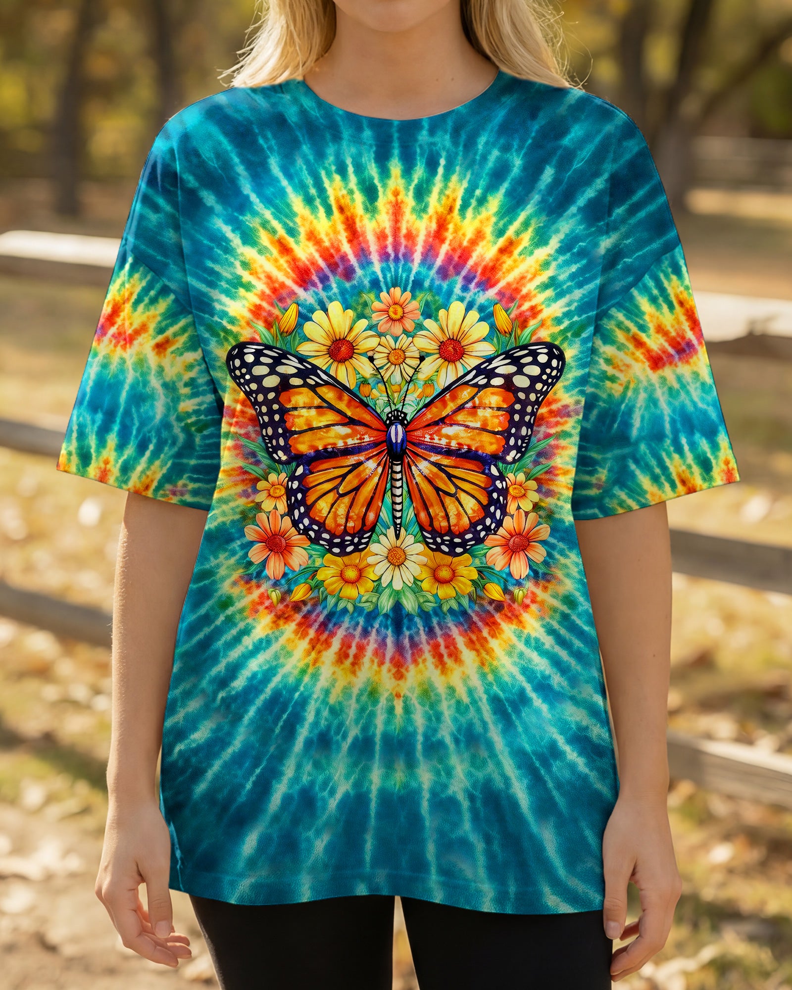 JUST BREATHE BUTTERFLY FLORAL SWIRL ALL OVER PRINT - TLHG0704262