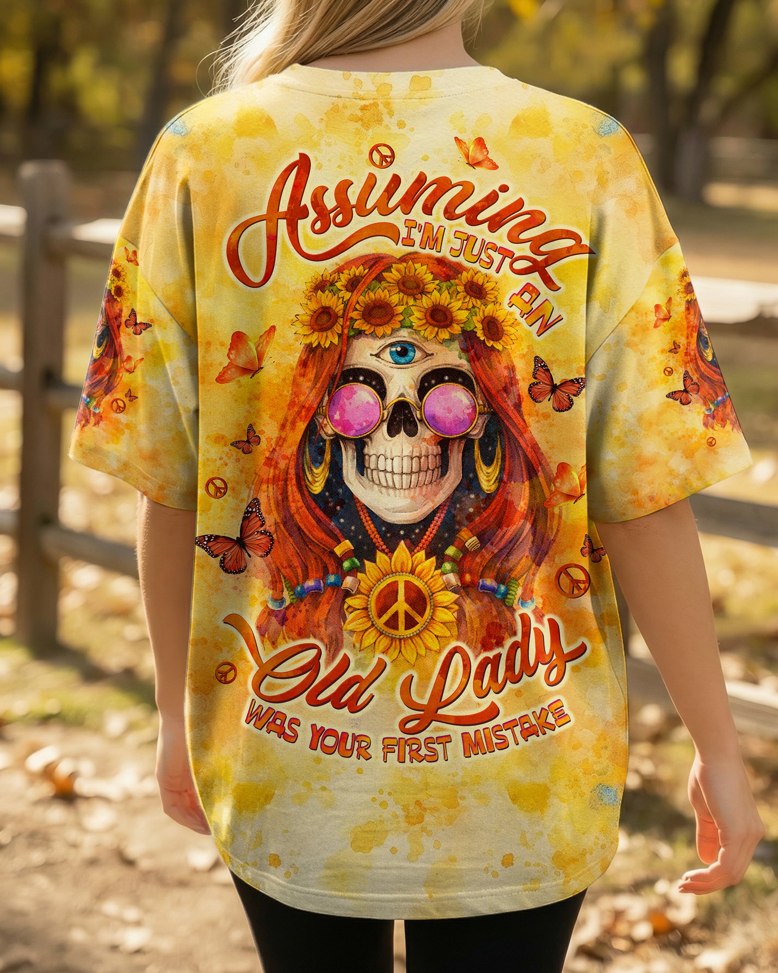 ASSUMING I'M JUST AN OLD LADY SKULL SUNFLOWER ALL OVER PRINT - TLTW1004261