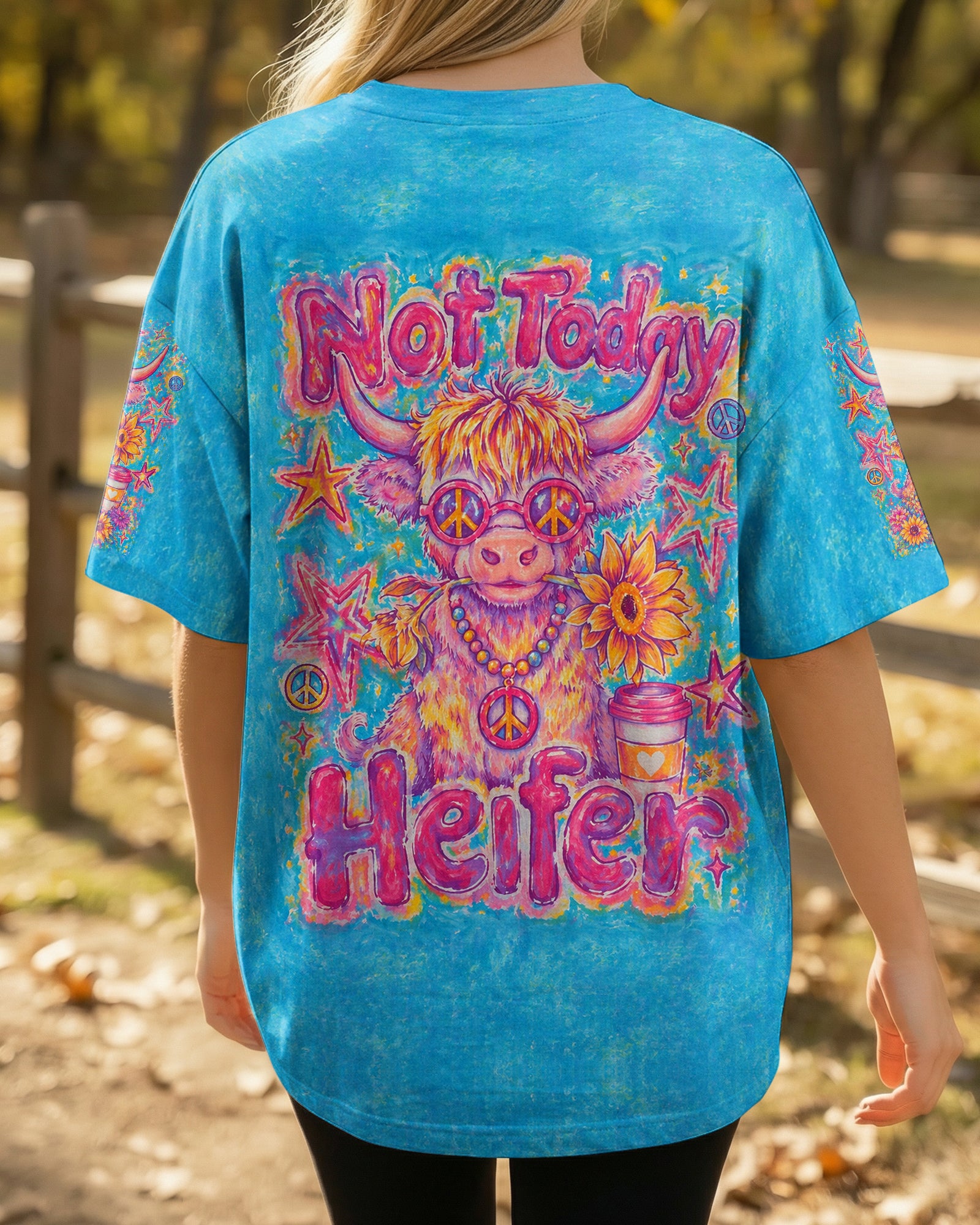 NOT TODAY HEIFER HIGHLAND COW PEACE ALL OVER PRINT - KMTM1507263
