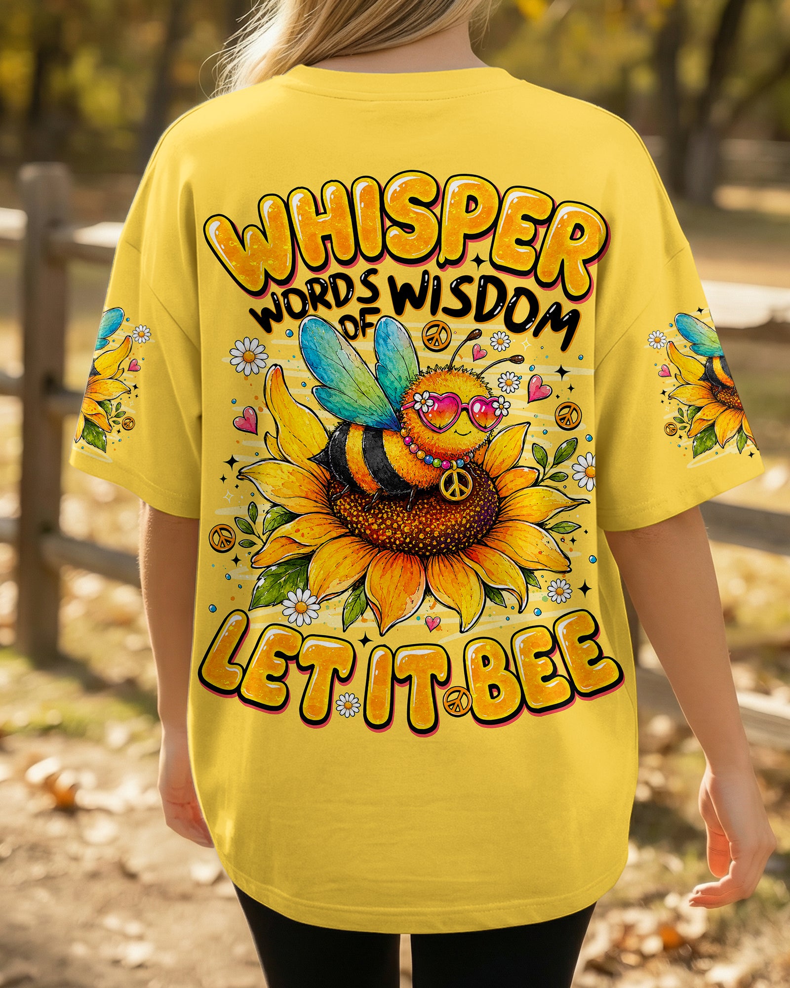 WHISPER WORDS OF WISDOM LET IT BE BEE SUNFLOWER ALL OVER PRINT -  TLNO1407261