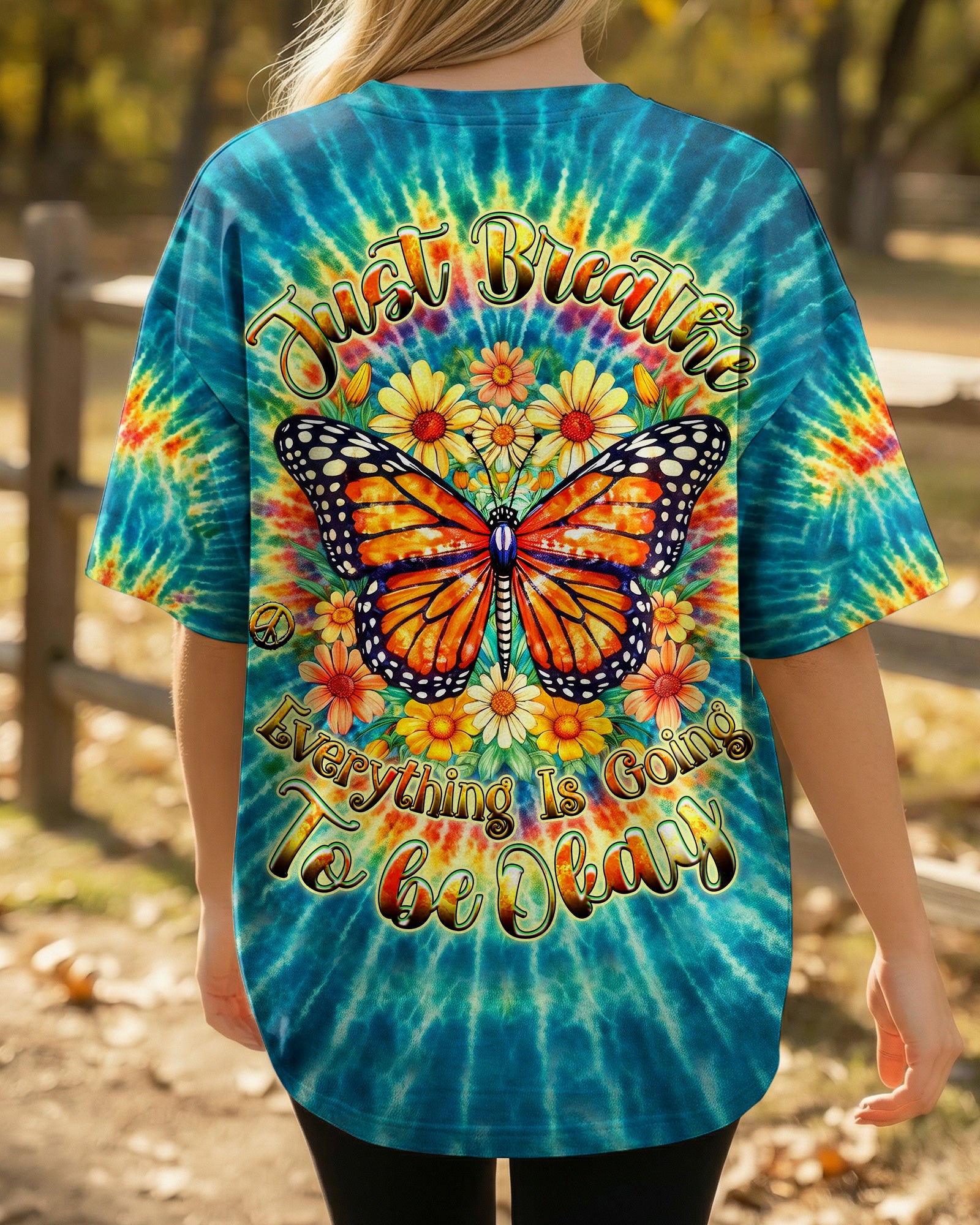 JUST BREATHE BUTTERFLY FLORAL SWIRL ALL OVER PRINT - TLHG0704262
