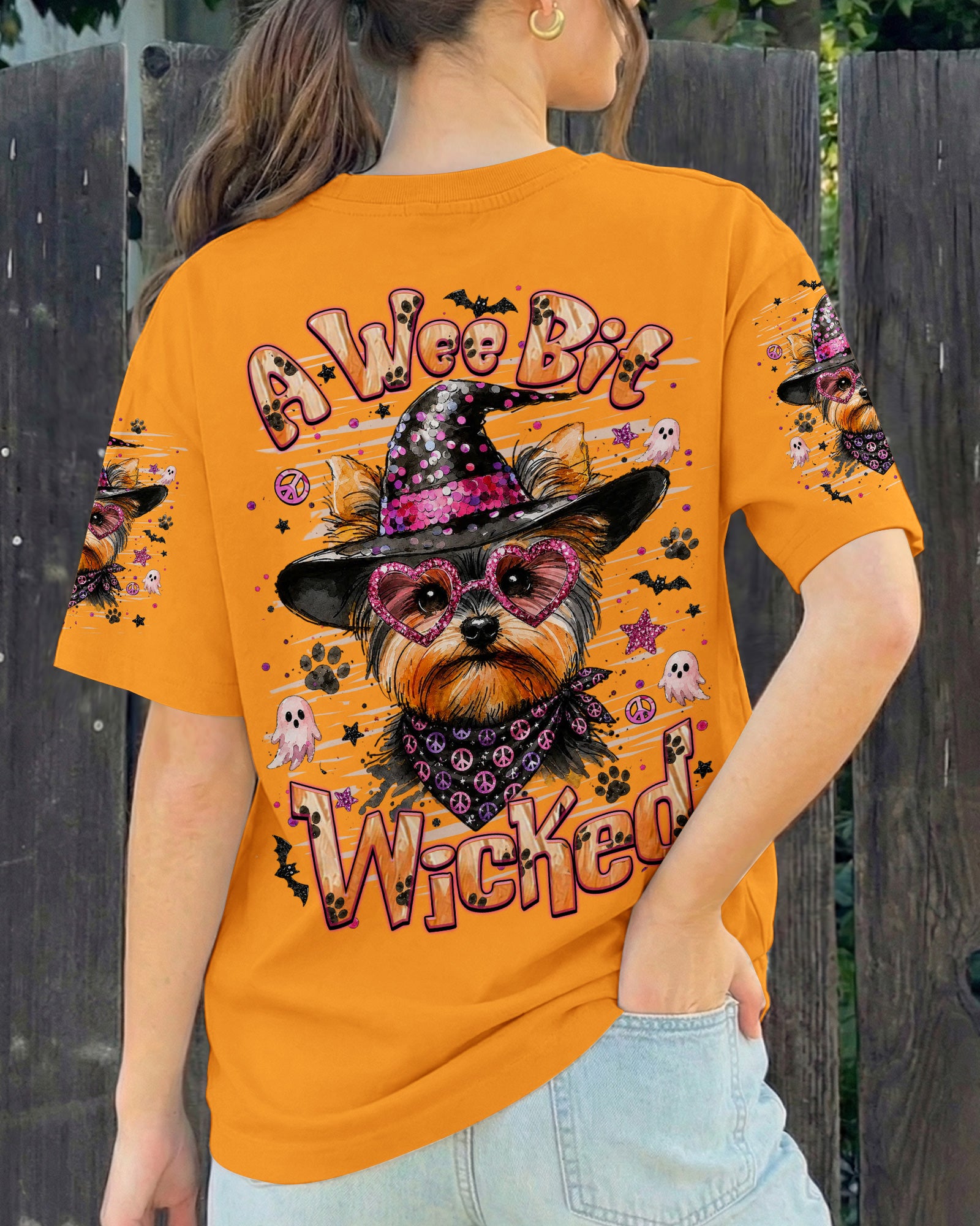 A WEE BIT WICKED YORKIE DOG HALLOWEEN ALL OVER PRINT - TLHN1707262